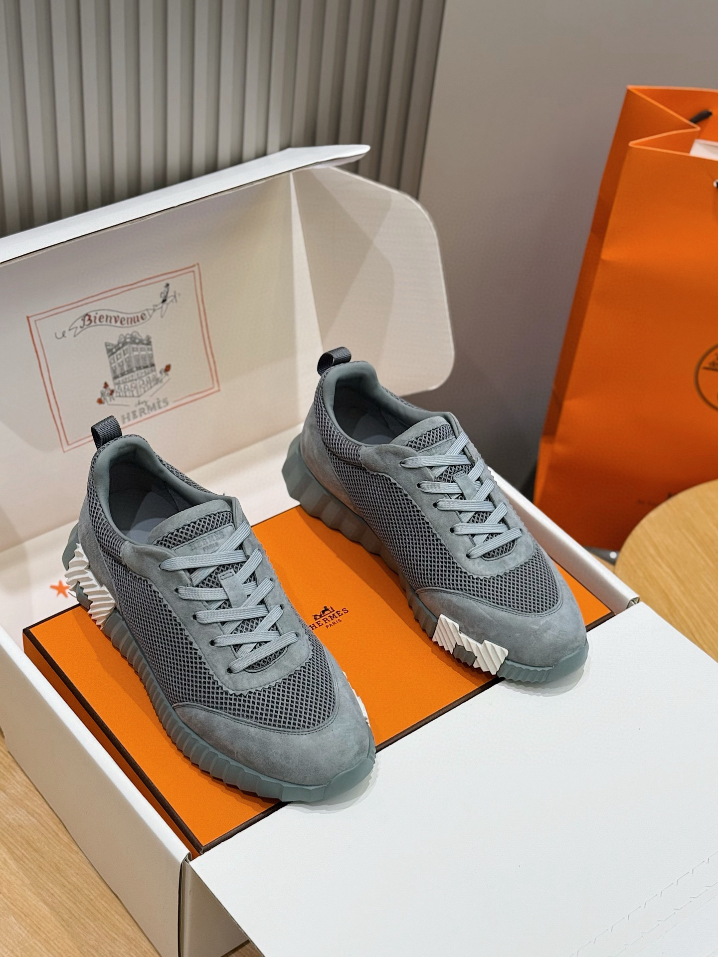 Hermes Bouncing Mesh Sneakers Gray
