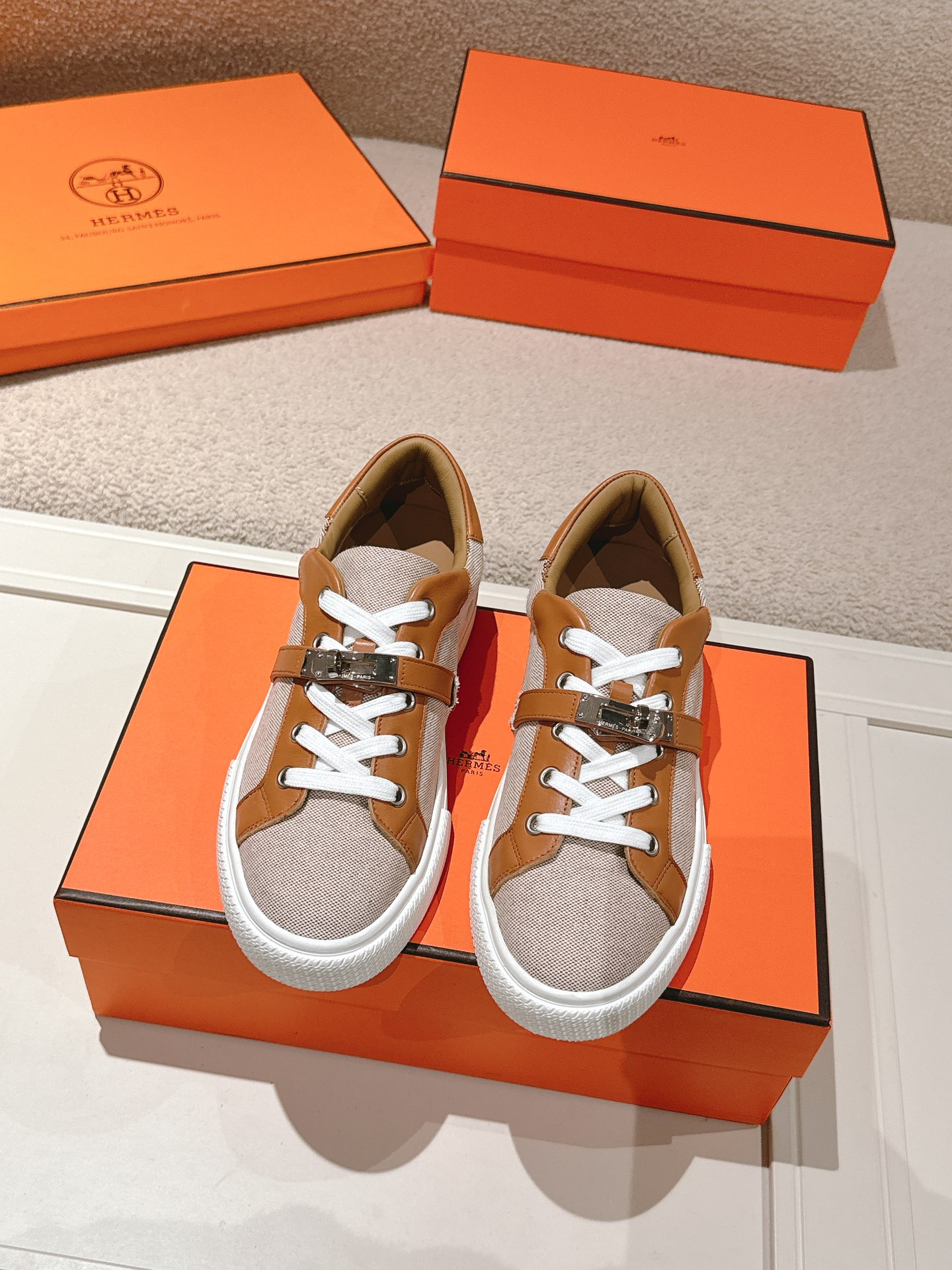Hermes Kelly Buckle Sneaker Brown