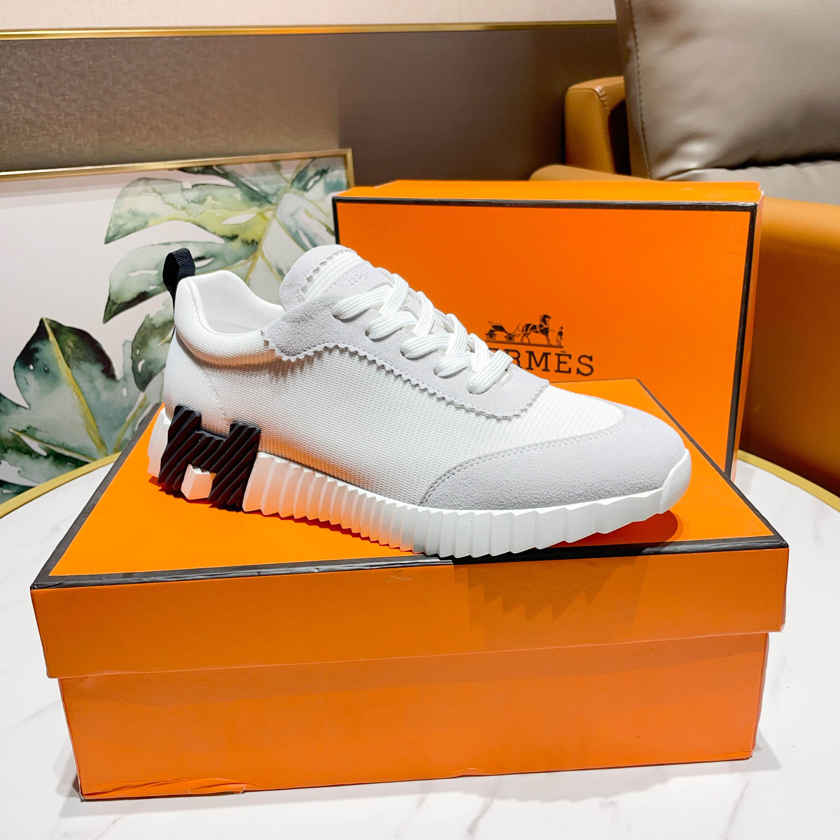 Hermes H Logo Chunky Sneakers White