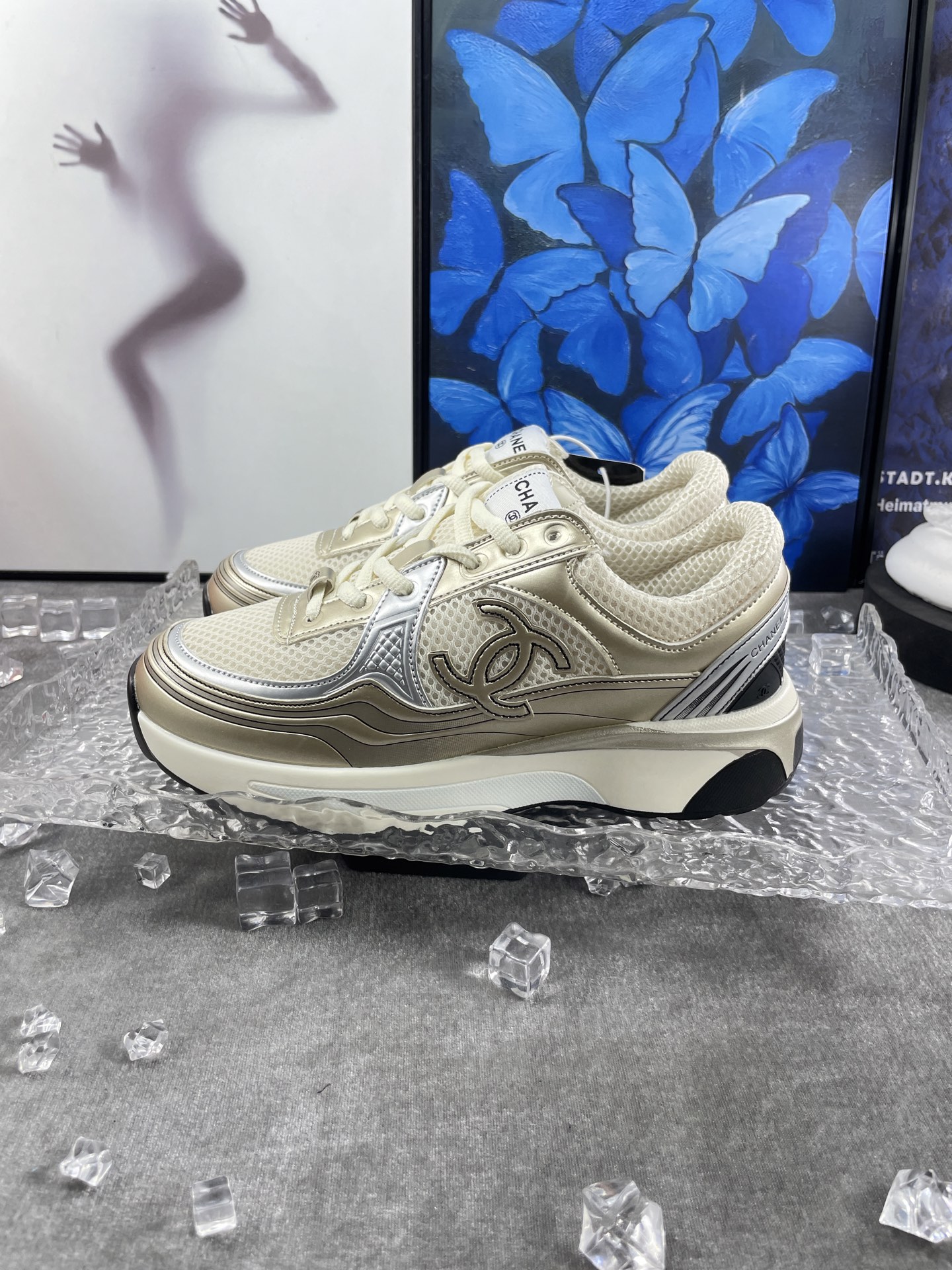 Chanel Mesh Runner Sneakers Beige