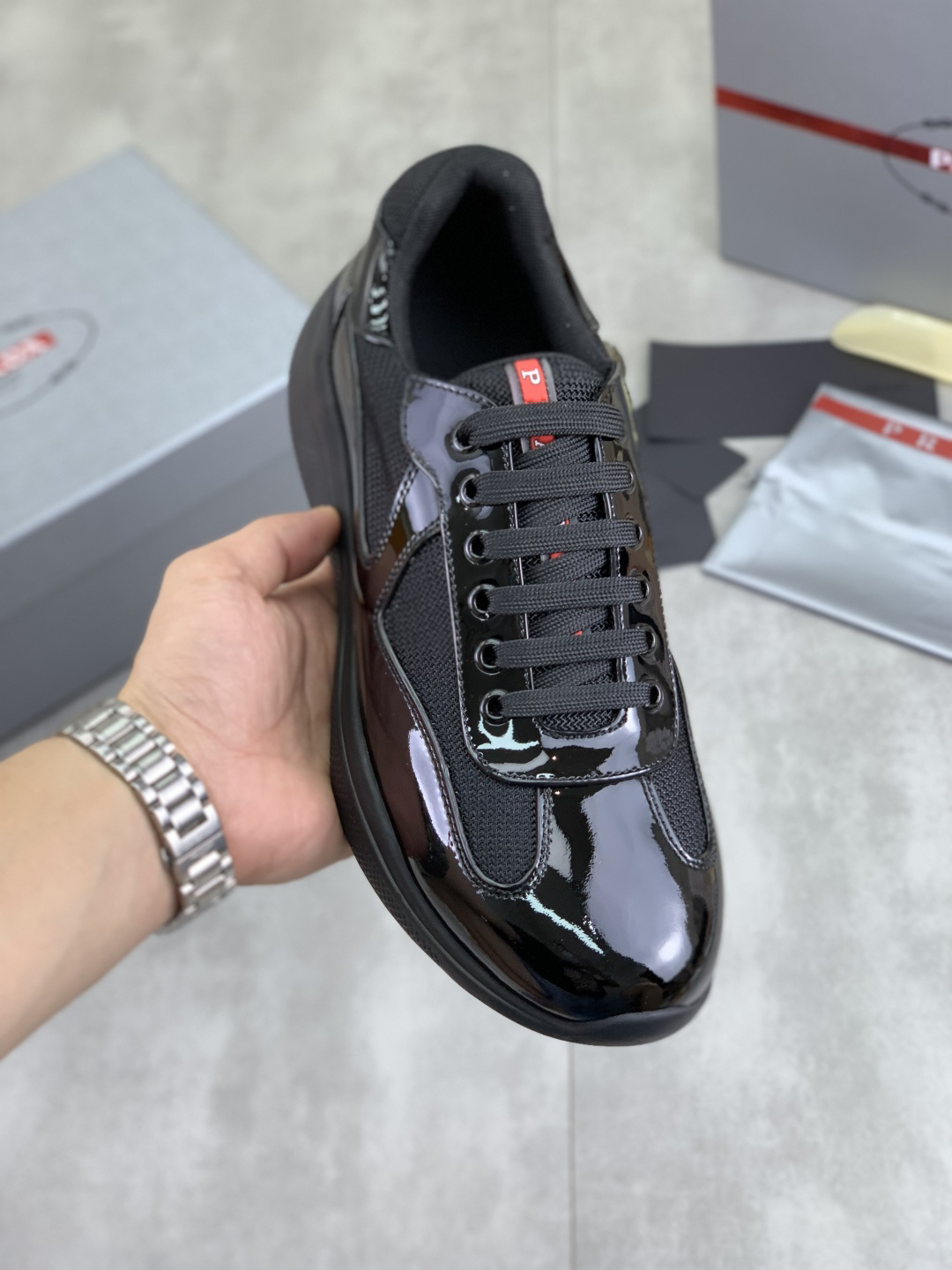Prada Patent Leather Runner Black
