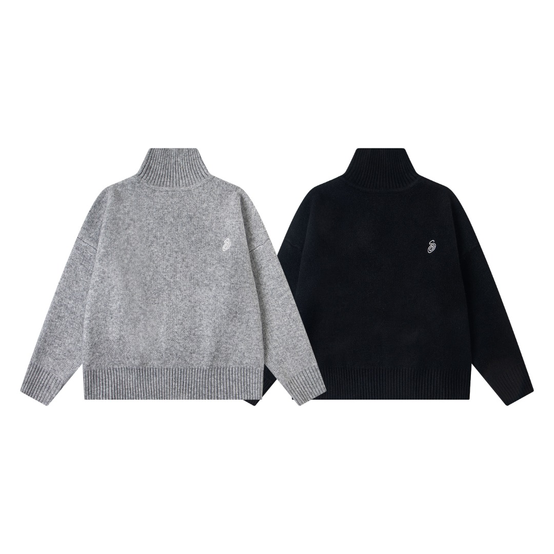 Stussy Turtleneck Knit Sweater Black/Grey