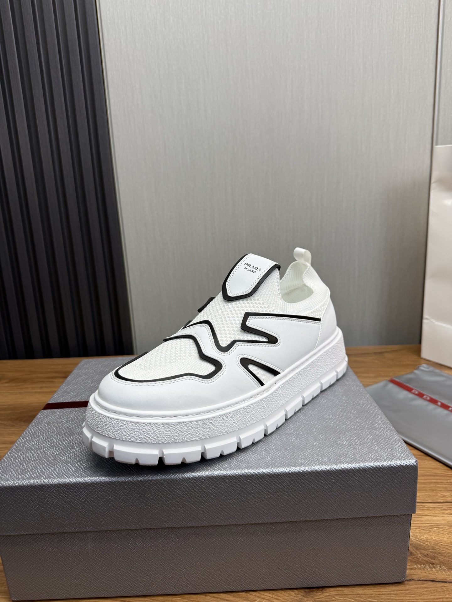 Prada Milano Slip-On Sneakers White