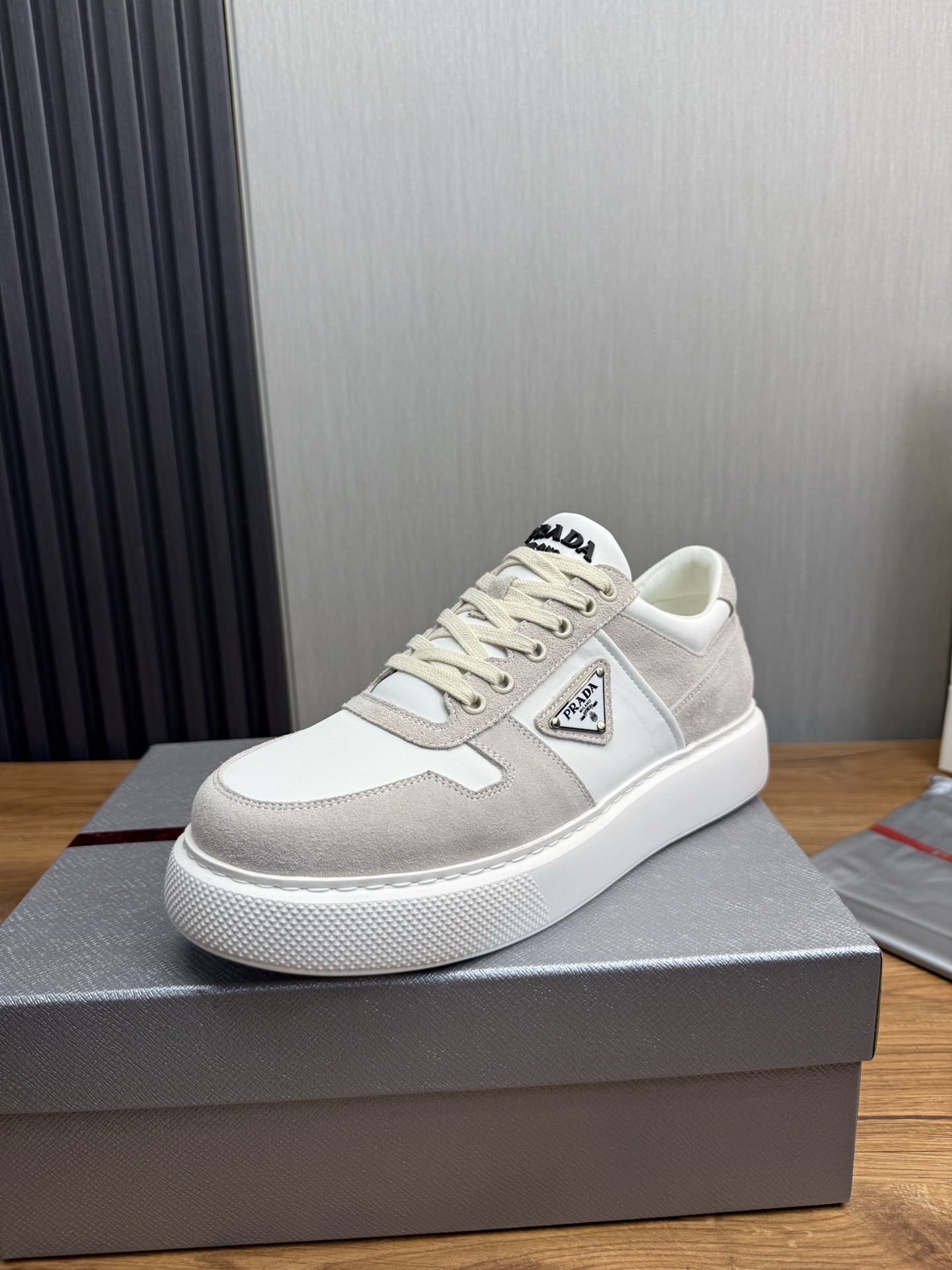 Prada Suede Leather Sneakers White/Beige