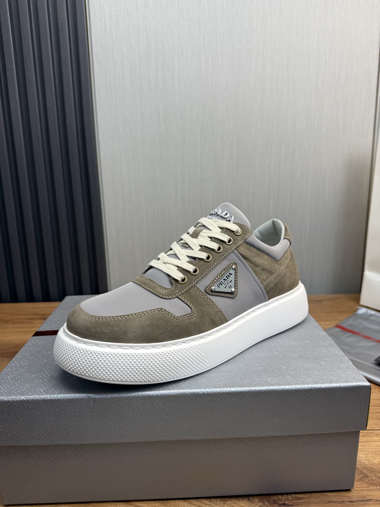 Prada Milano Suede Sneaker Gray