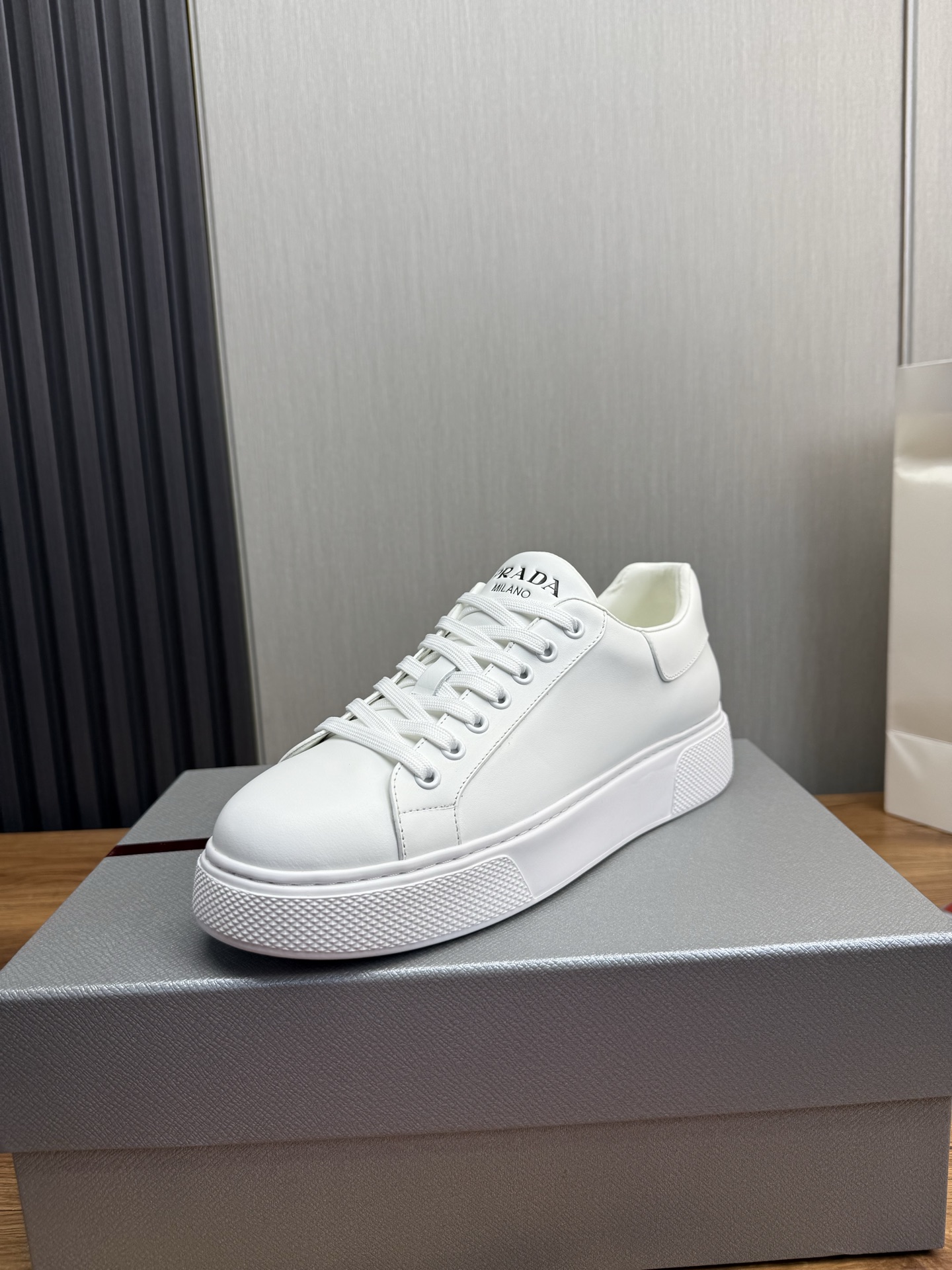 Prada Milano Leather Sneakers White