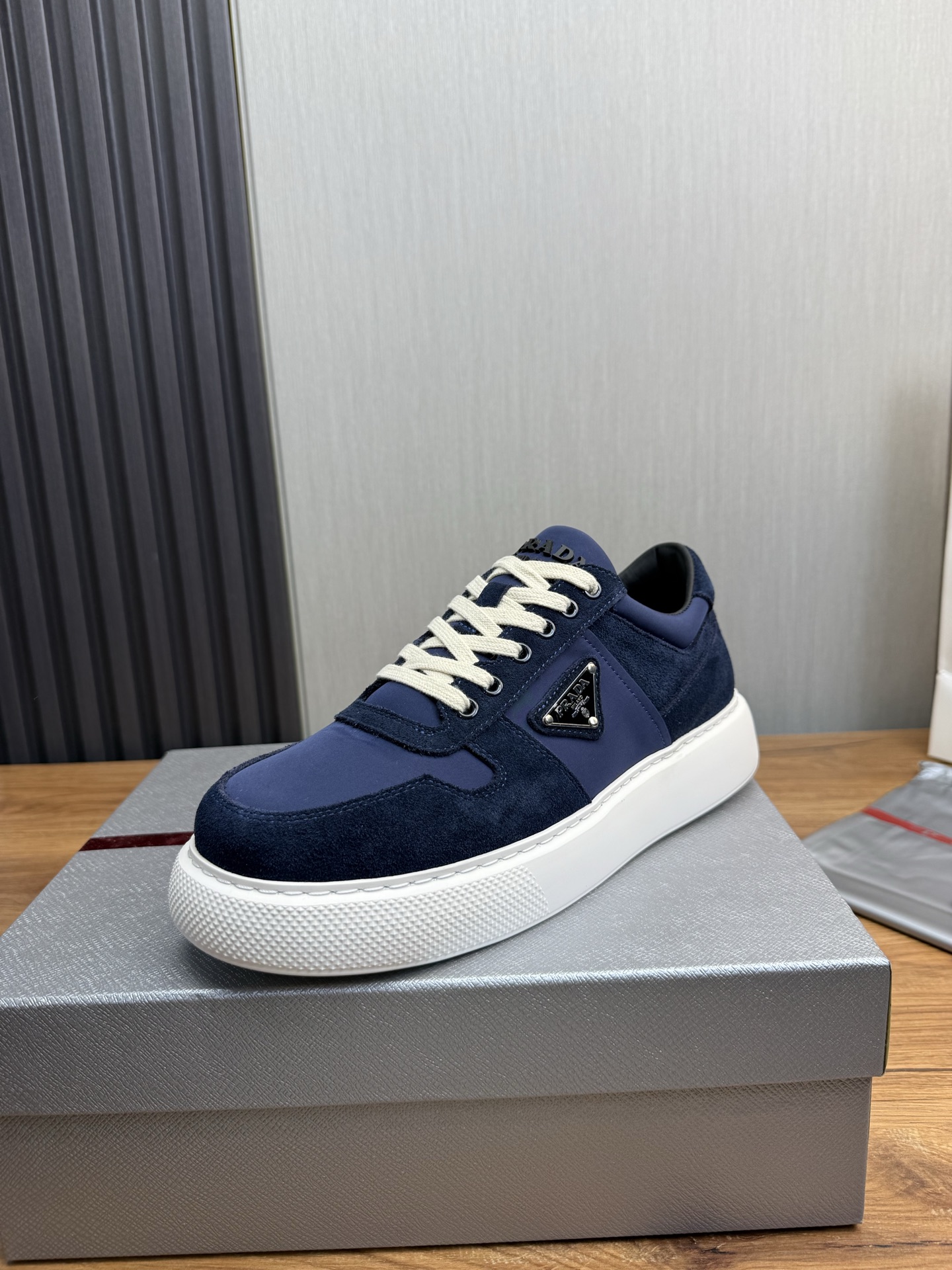 Prada Triangle Logo Sneakers Navy
