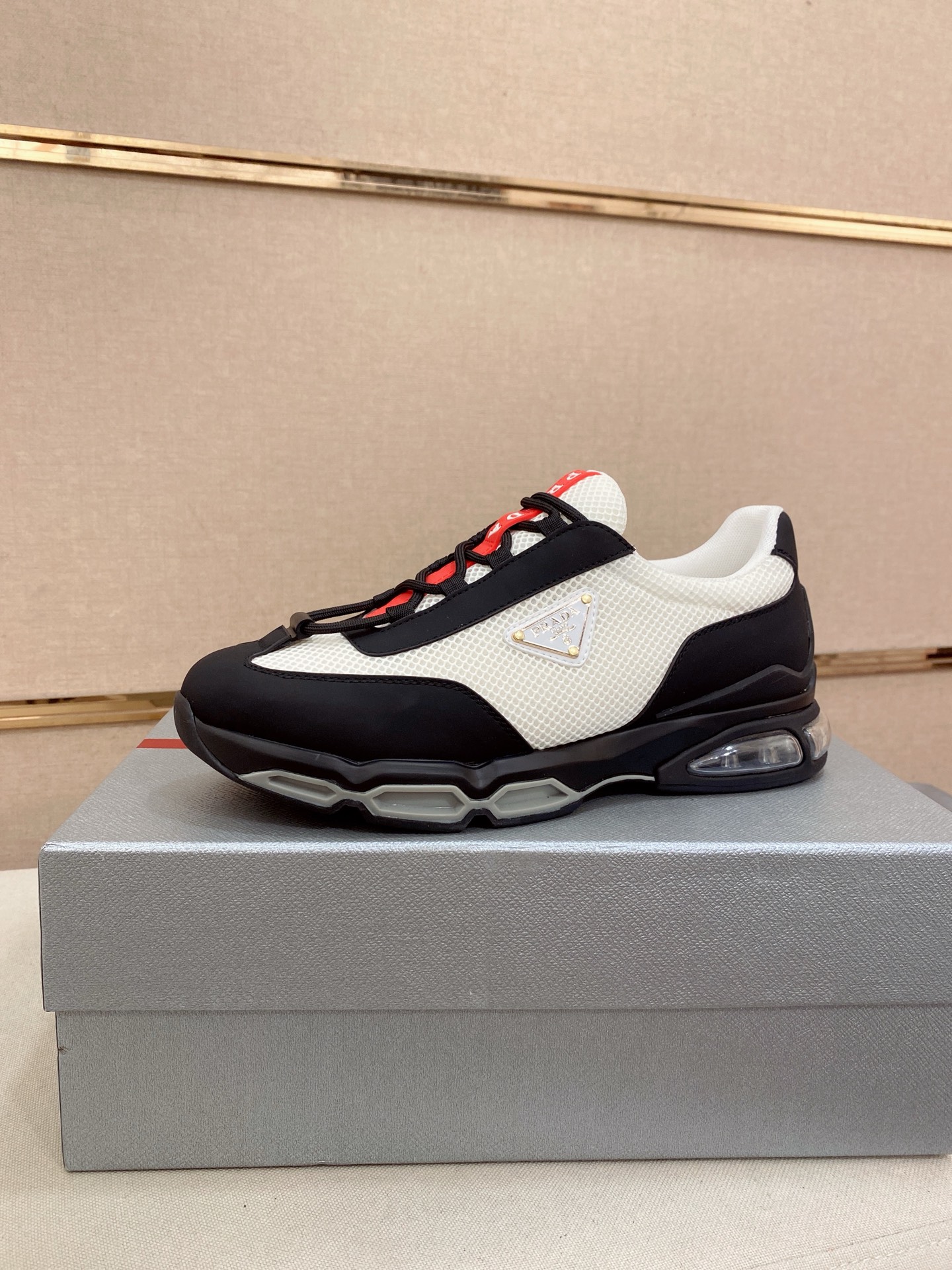 Prada Air Cushion Mesh Sneakers Black/White