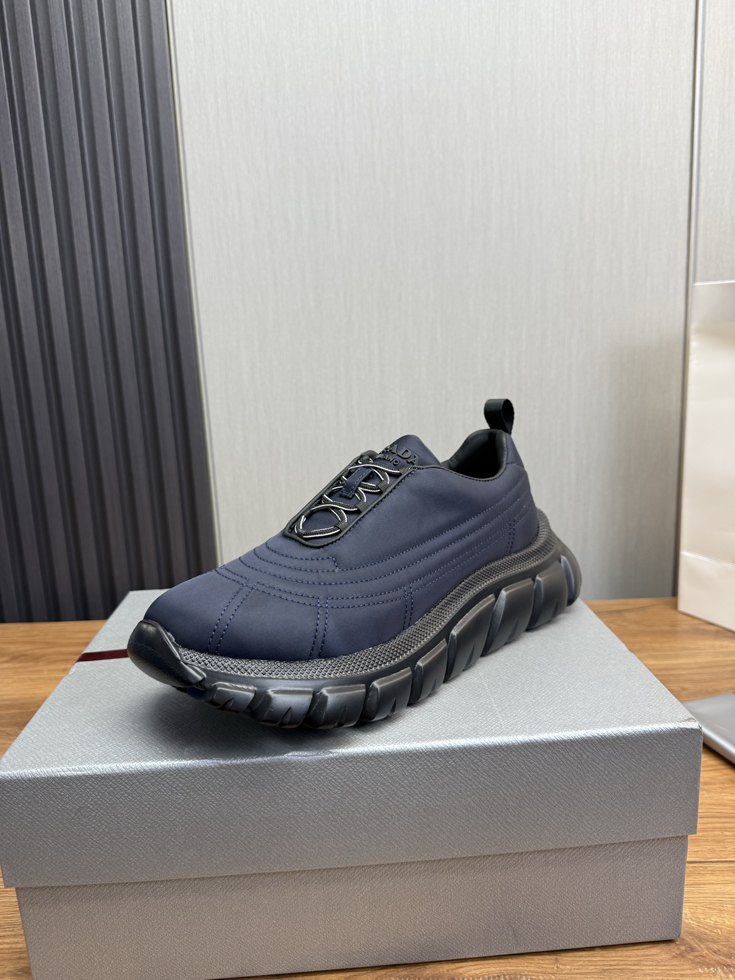 Prada Milano Nylon Sneakers Navy