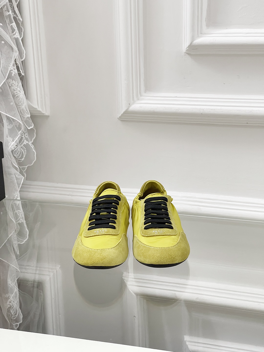 Prada Collapse Nylon Sneakers Yellow