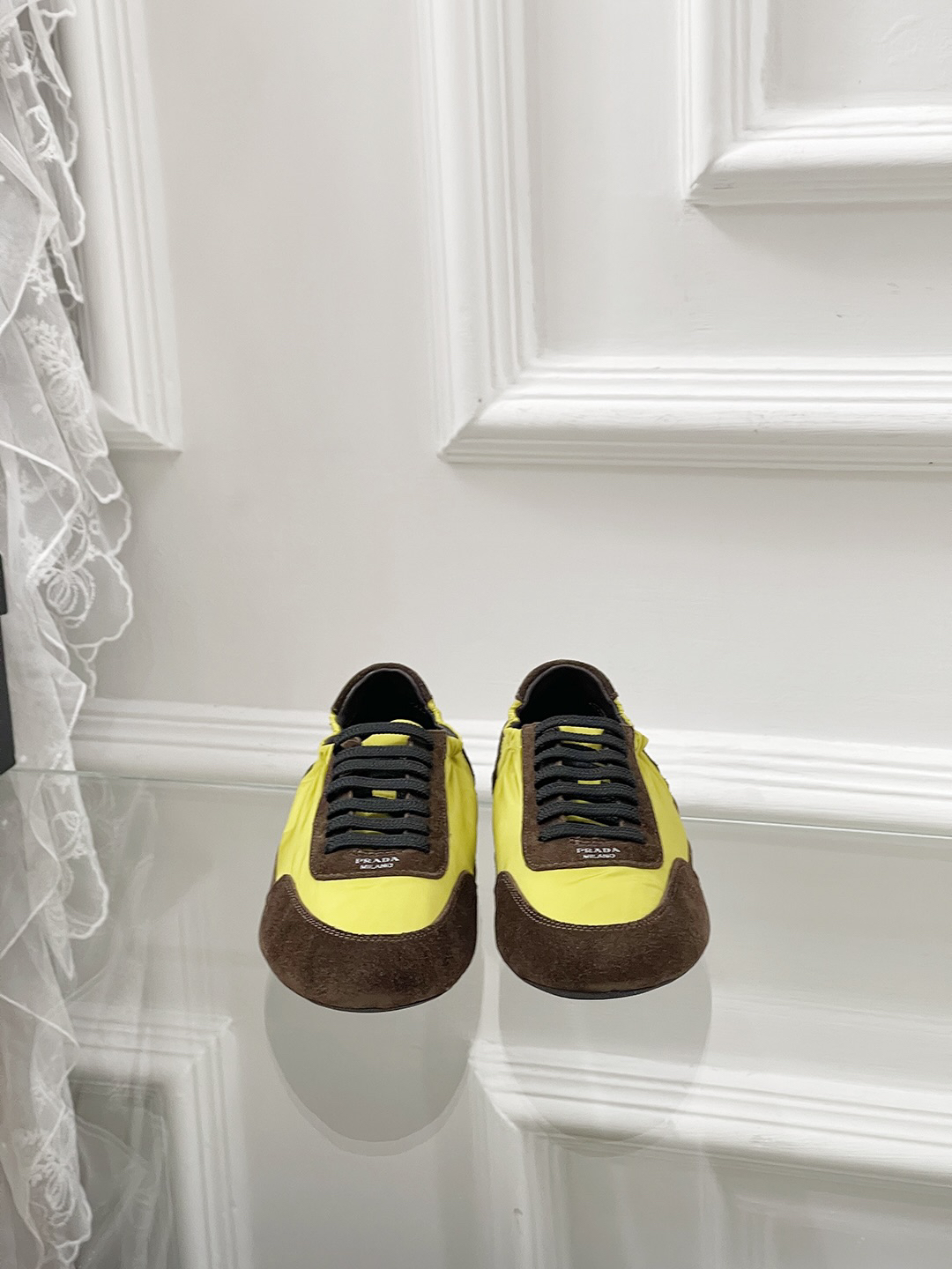 Prada Collapse Re-Nylon Sneakers Yellow
