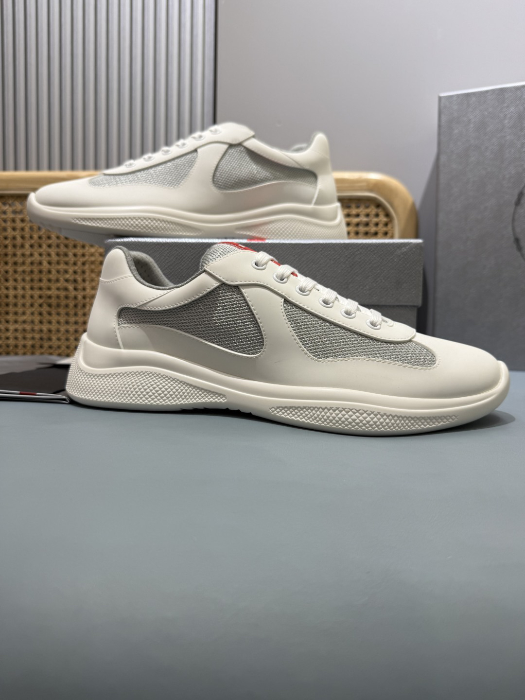 Prada Americas Cup Lace-Up Sneakers White
