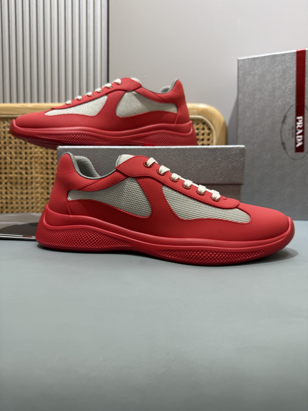 Prada Americas Cup Sneakers Red