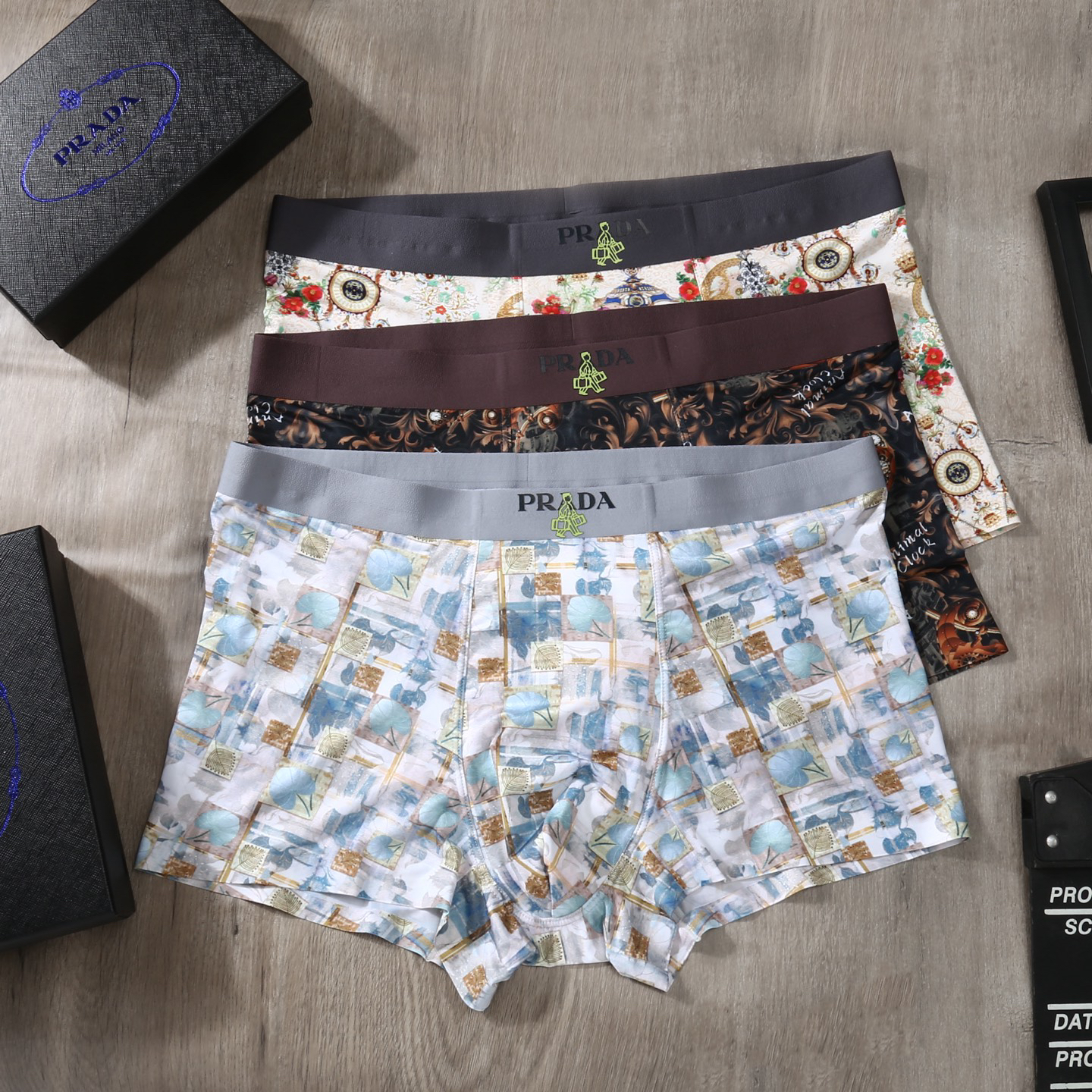 Prada 3-Pack Seamless Ice Silk Boxer Briefs Multicolor