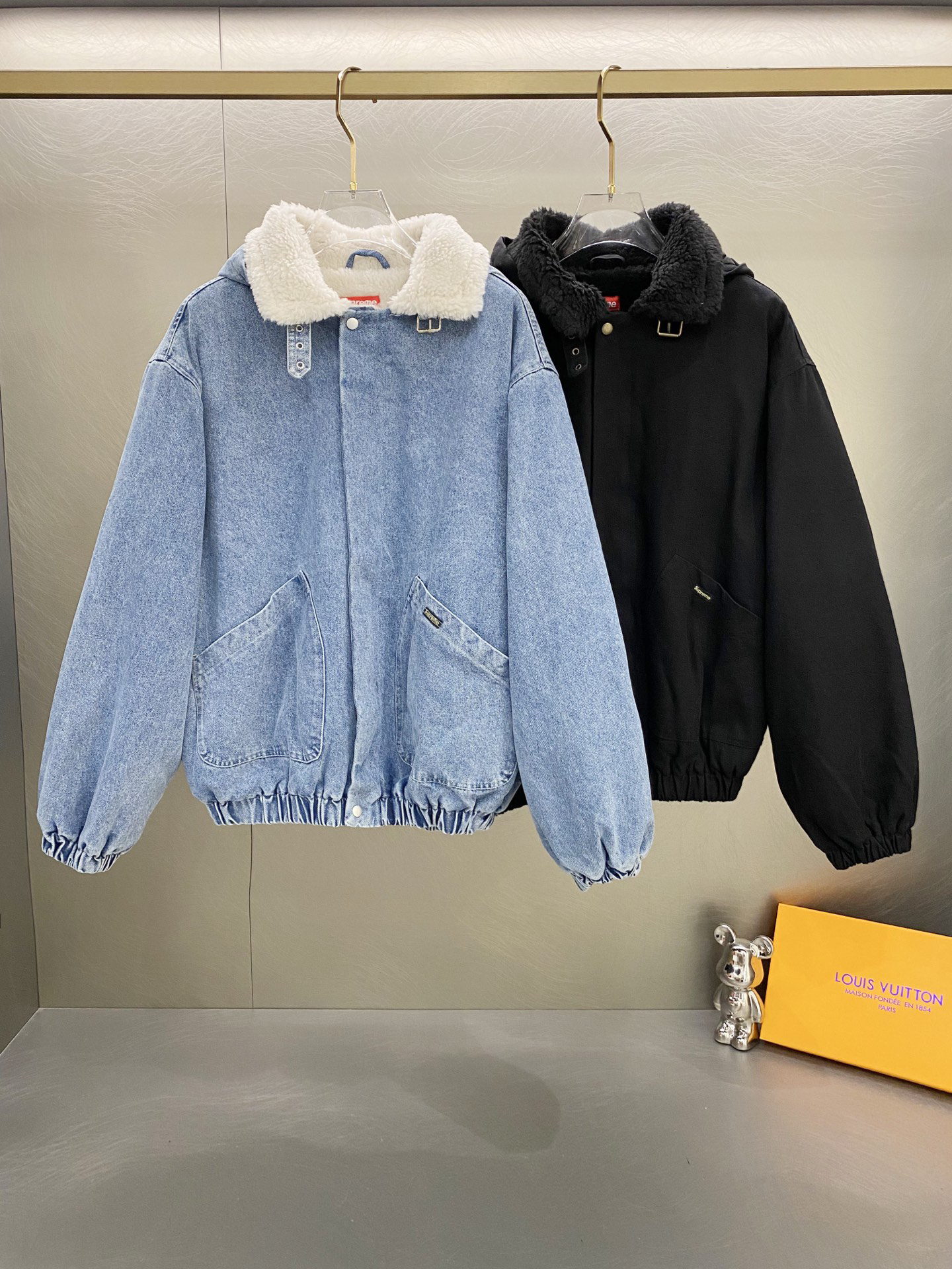 Supreme Faux Shearling Bomber Jacket Black