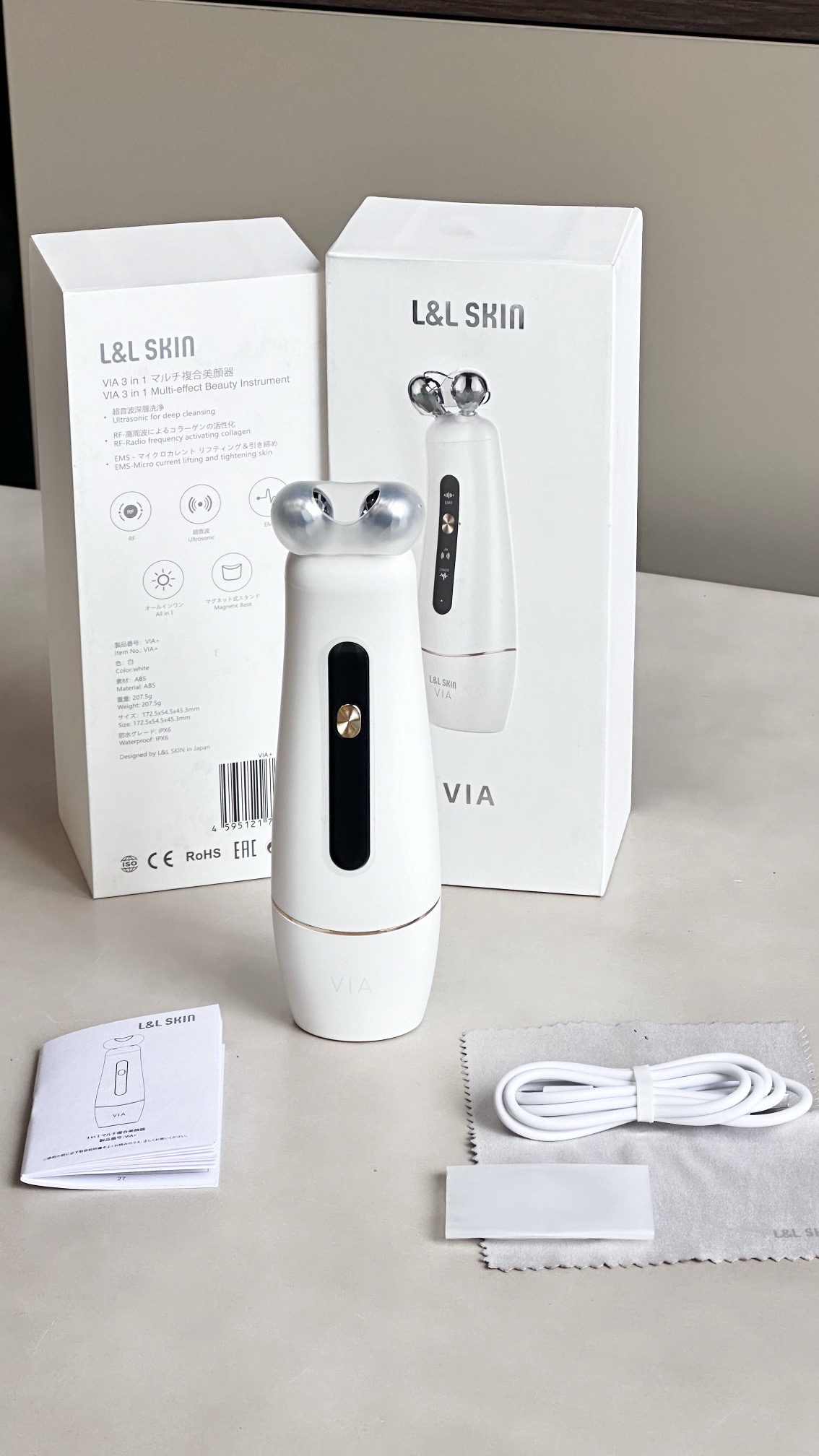 L&L SKIN VIA 3-in-1 RF EMS Facial Device White