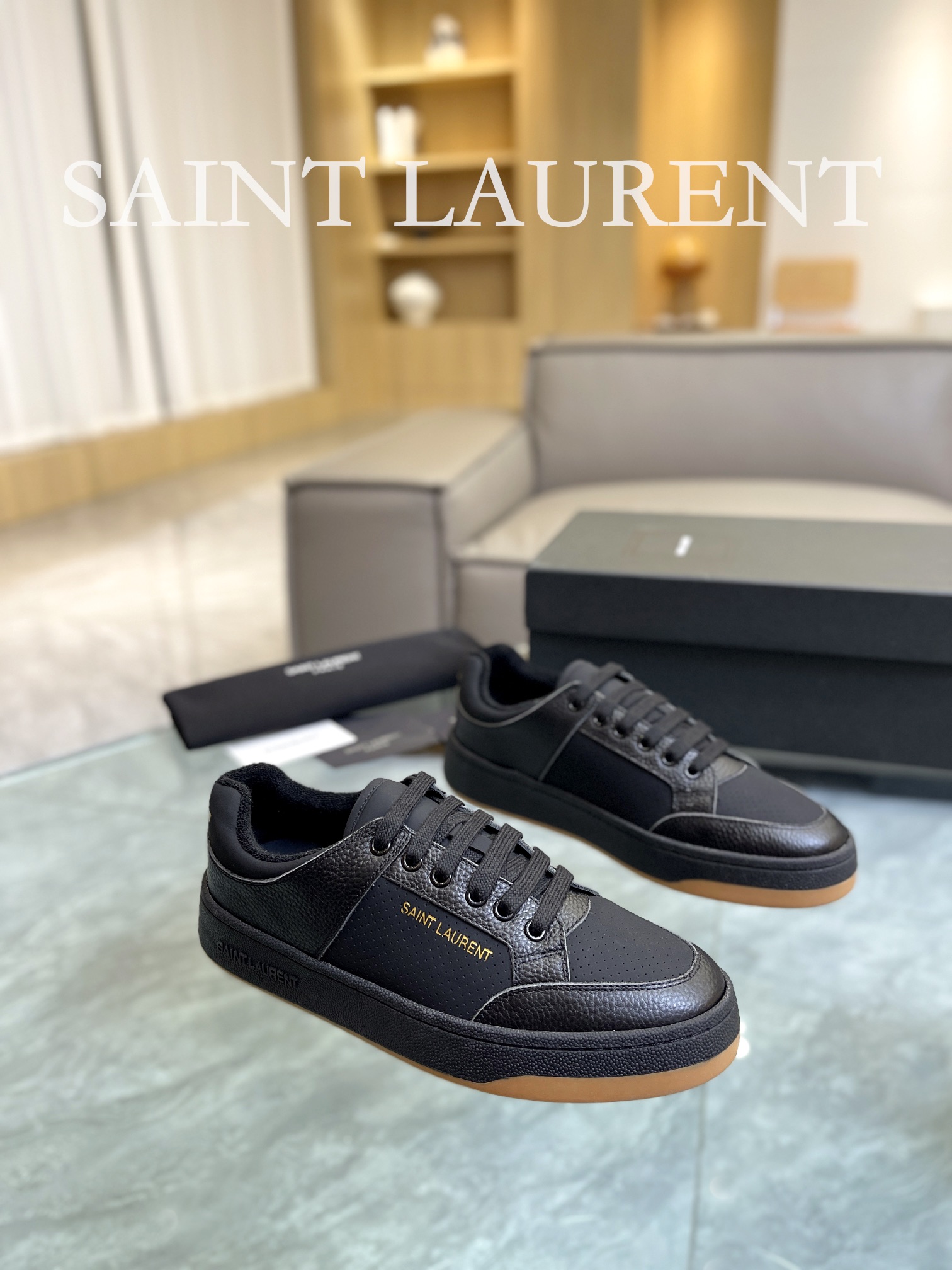 YSL SL61 Leather Sneakers Black