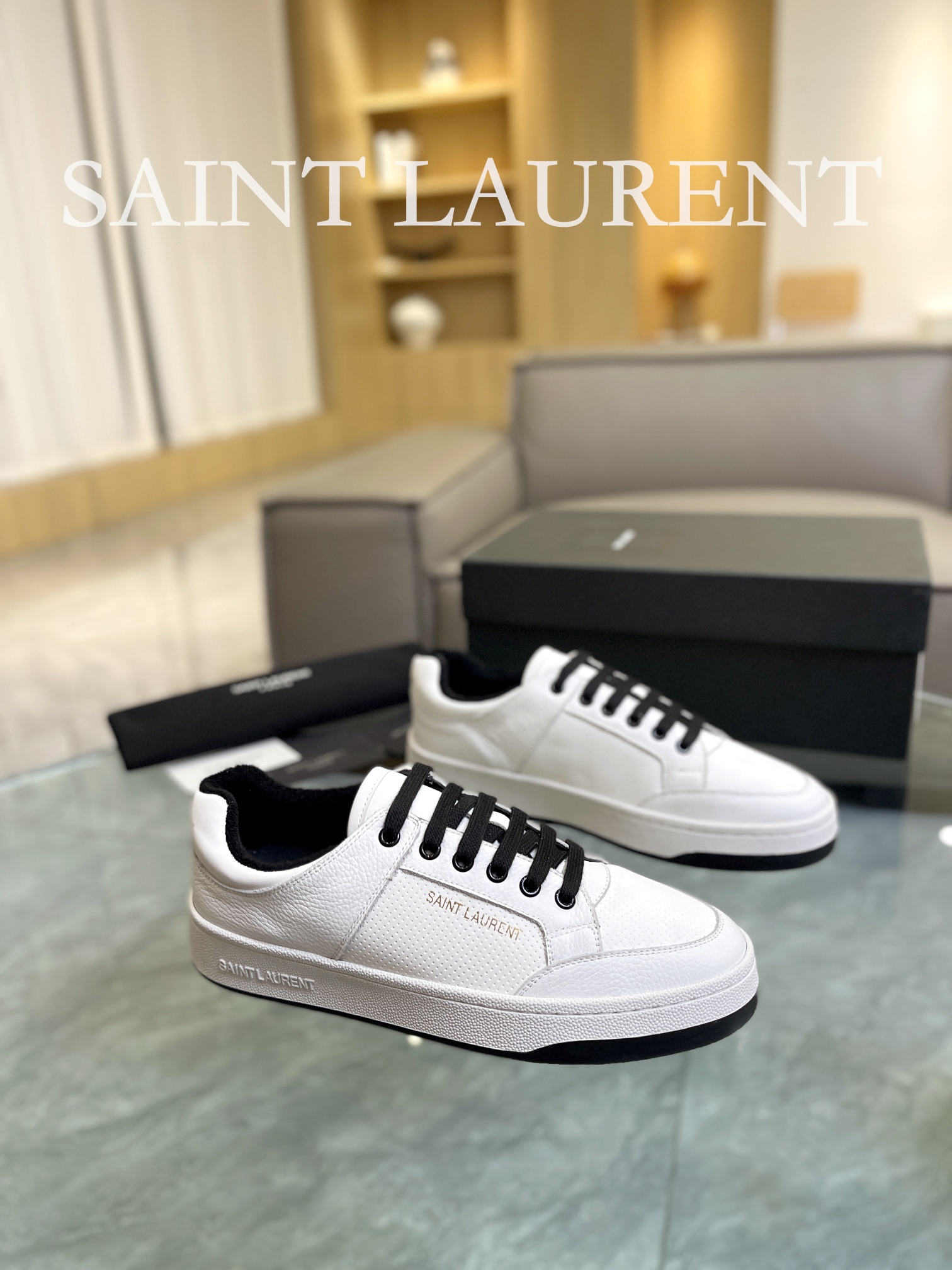 YSL SL61 Leather Sneakers White