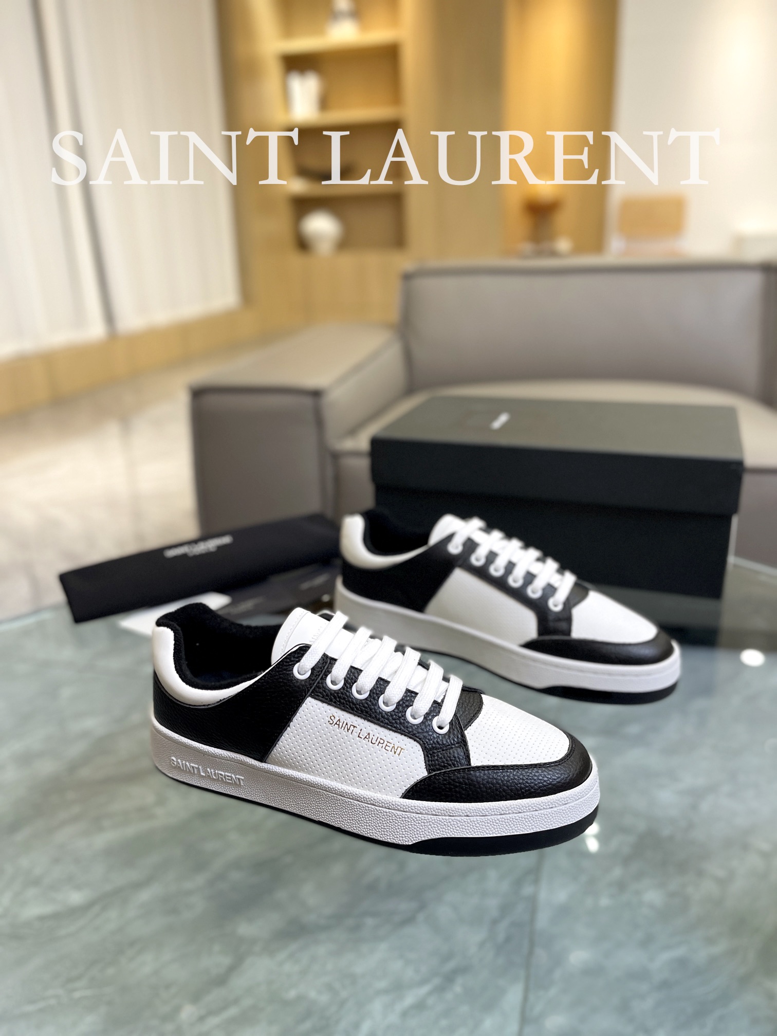 YSL SL61 Low-Top Sneakers Black/White