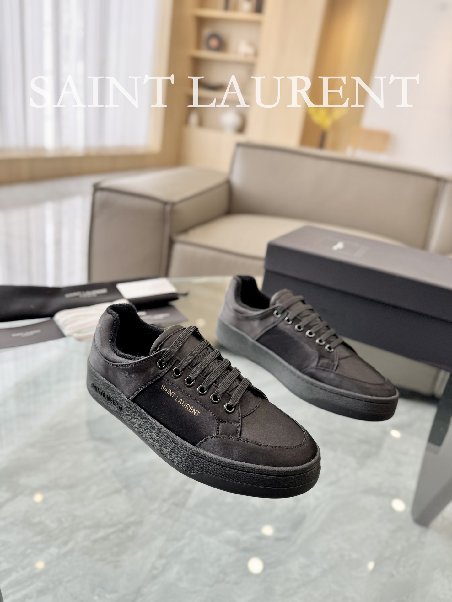 YSL SL61 Leather Sneakers Black