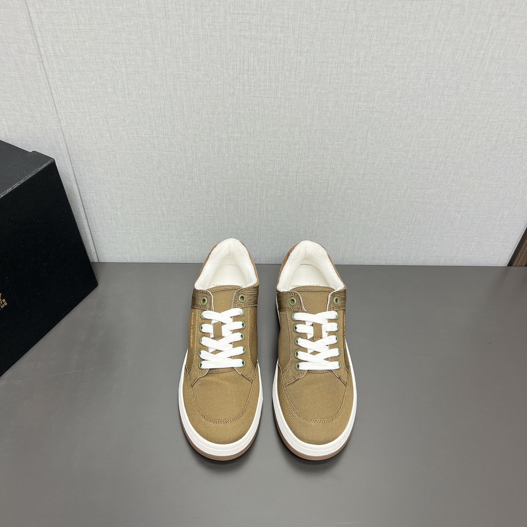 YSL SL61 Canvas Low-Top Sneakers Khaki
