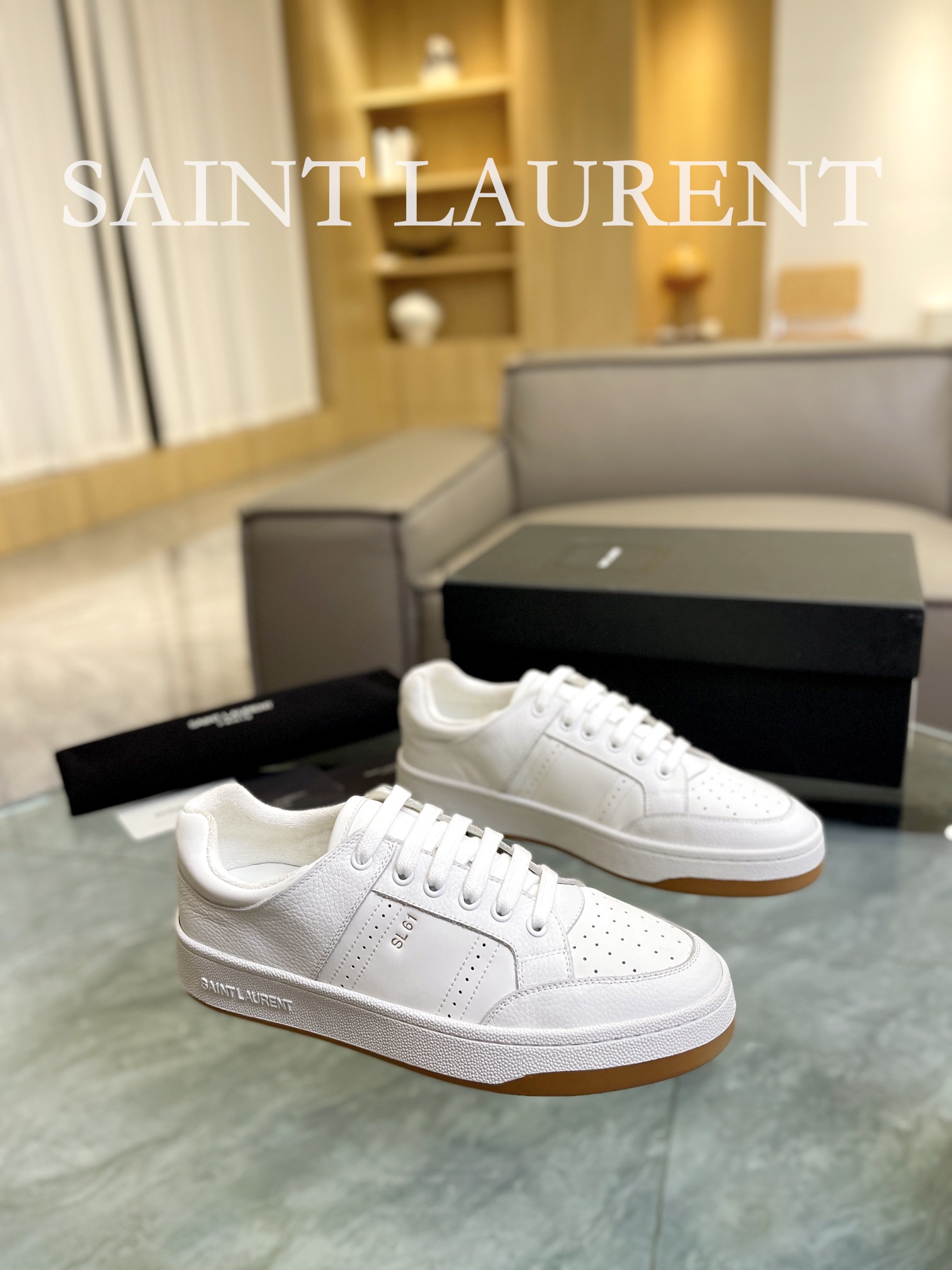 YSL SL61 Leather Sneakers White