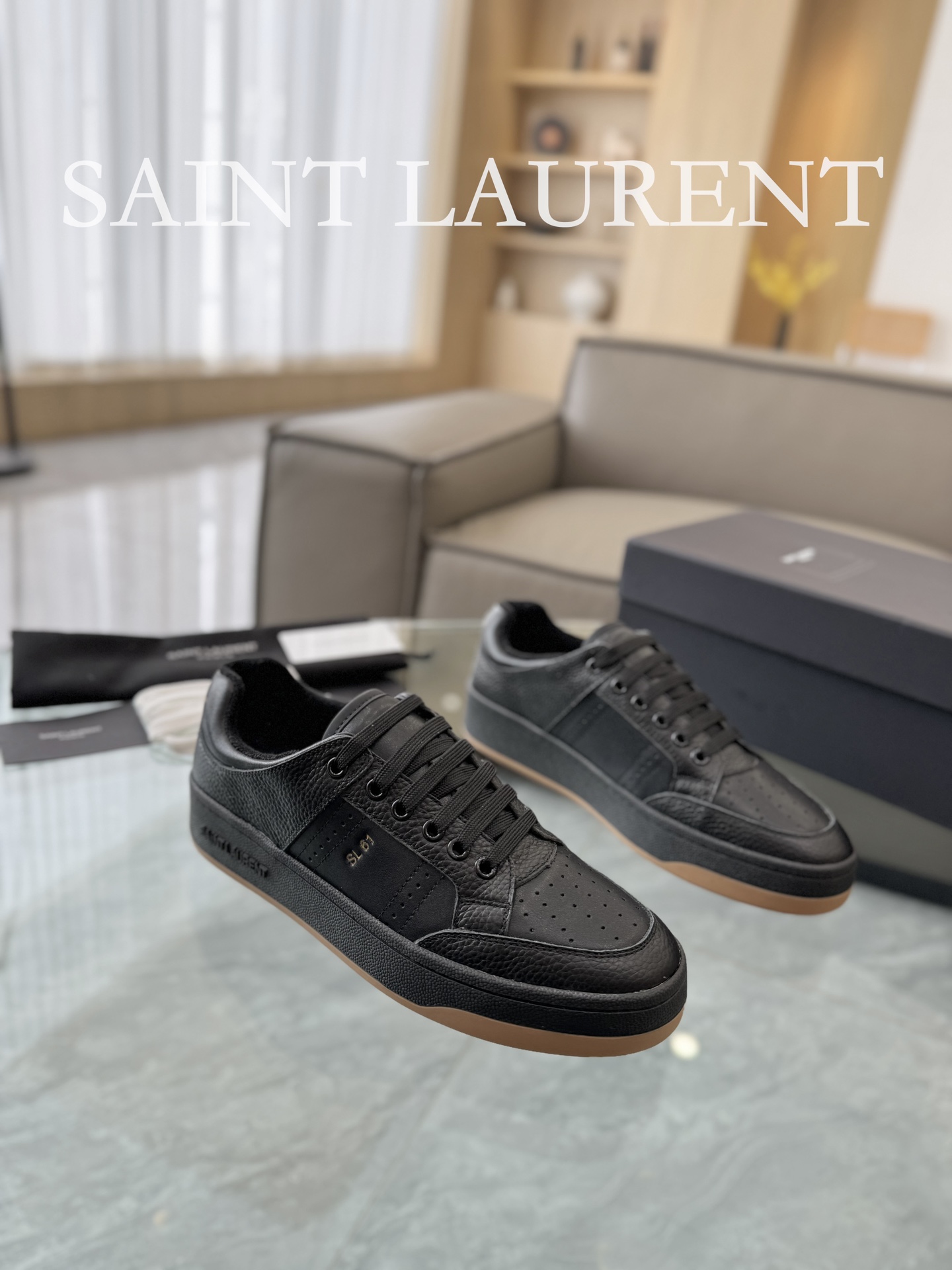 YSL SL61 Leather Sneakers Black