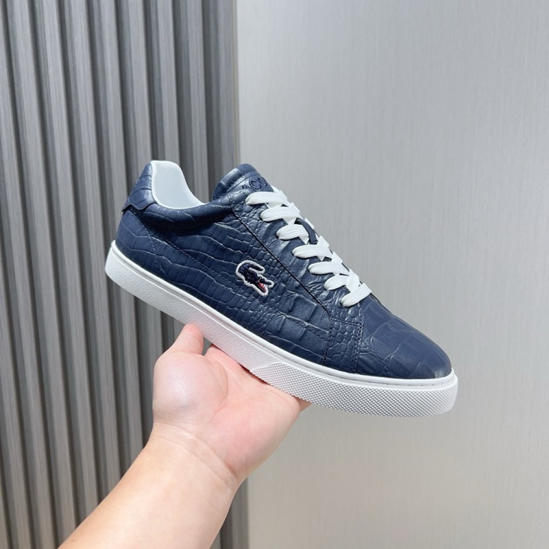 Lacoste Croc-Embossed Leather Sneakers Navy
