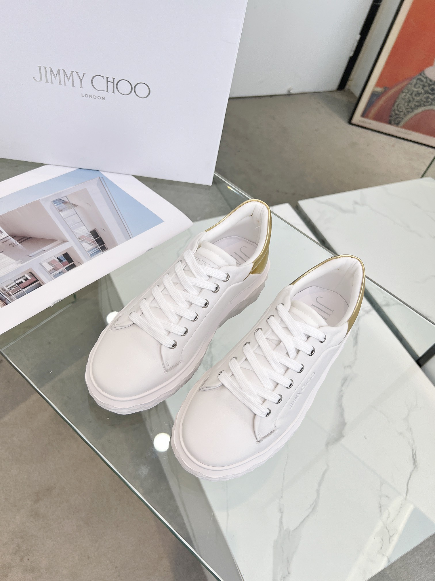 Jimmy Choo Diamond Sneakers White Gold