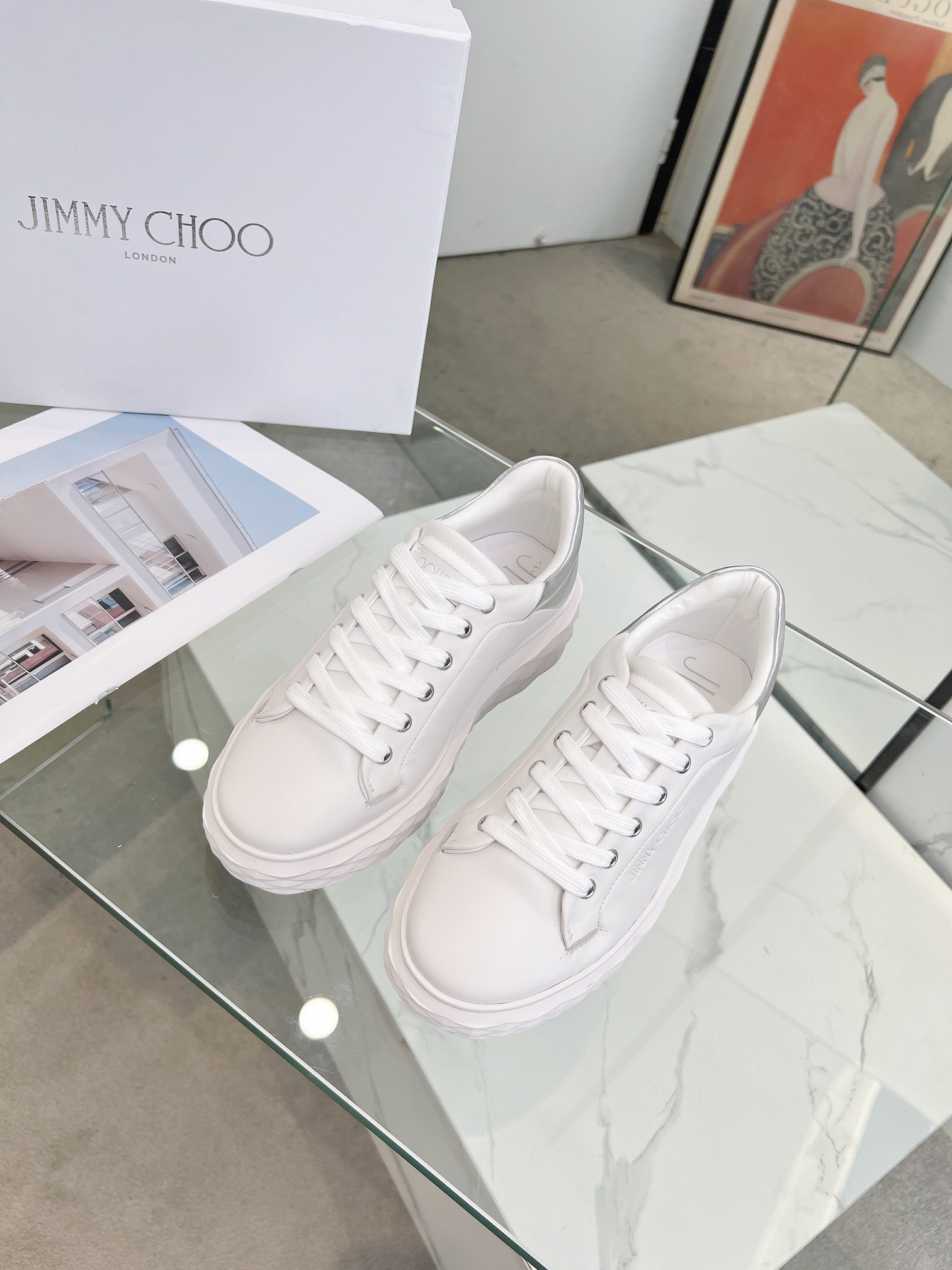 Jimmy Choo Diamond Sneakers White/Silver