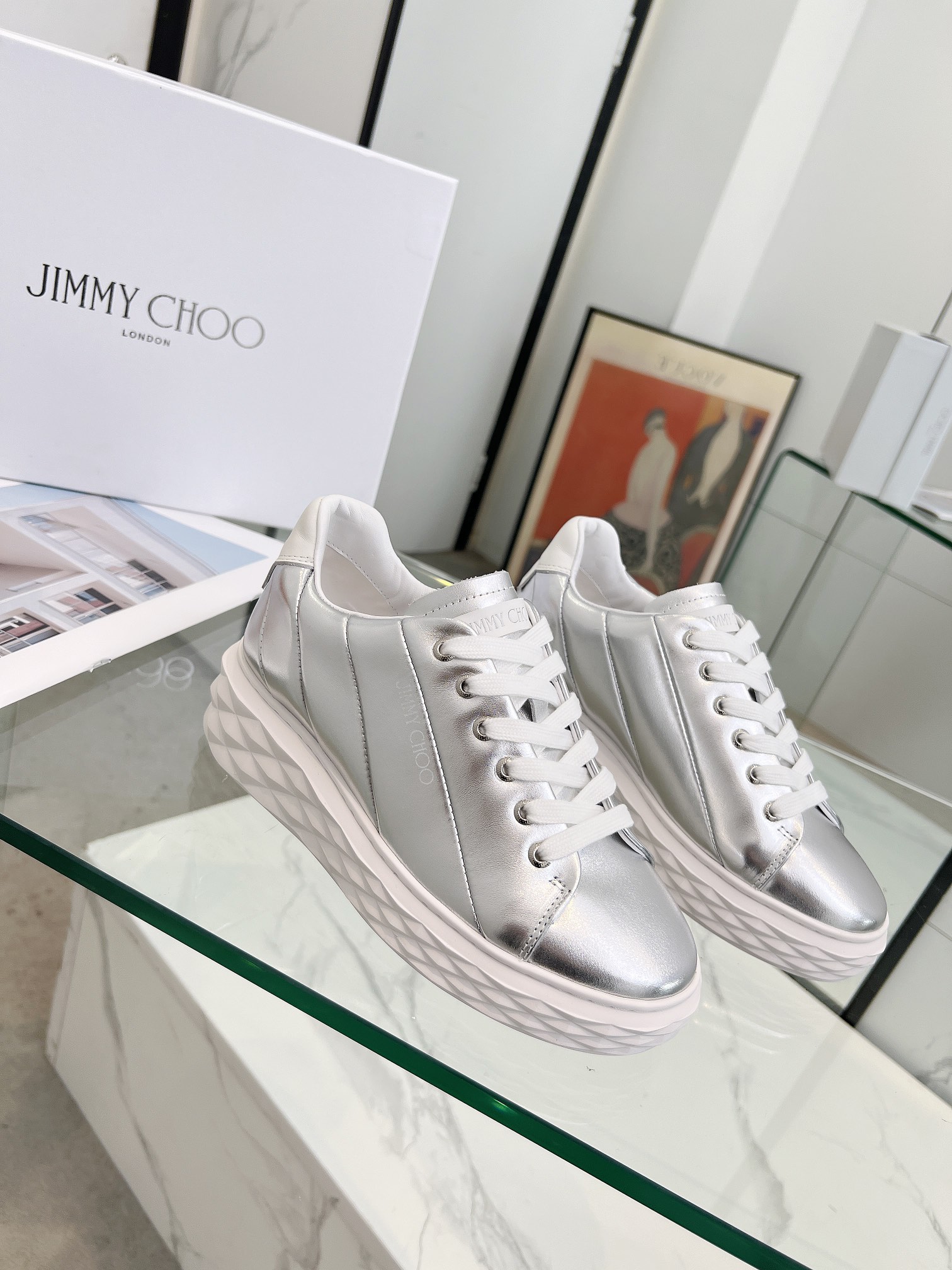 Jimmy Choo Diamond Sneakers Silver