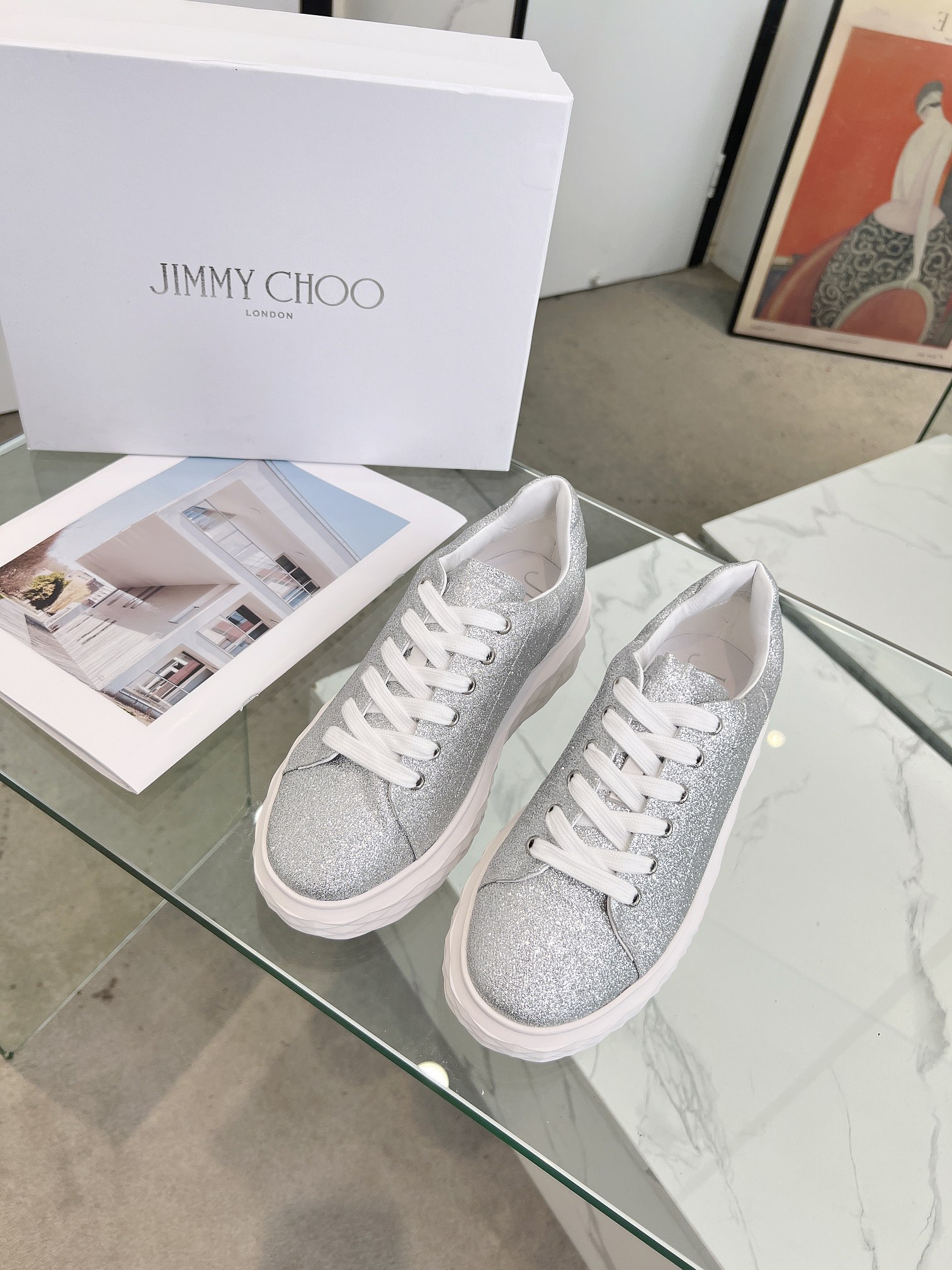 Jimmy Choo Diamond Sneakers Silver