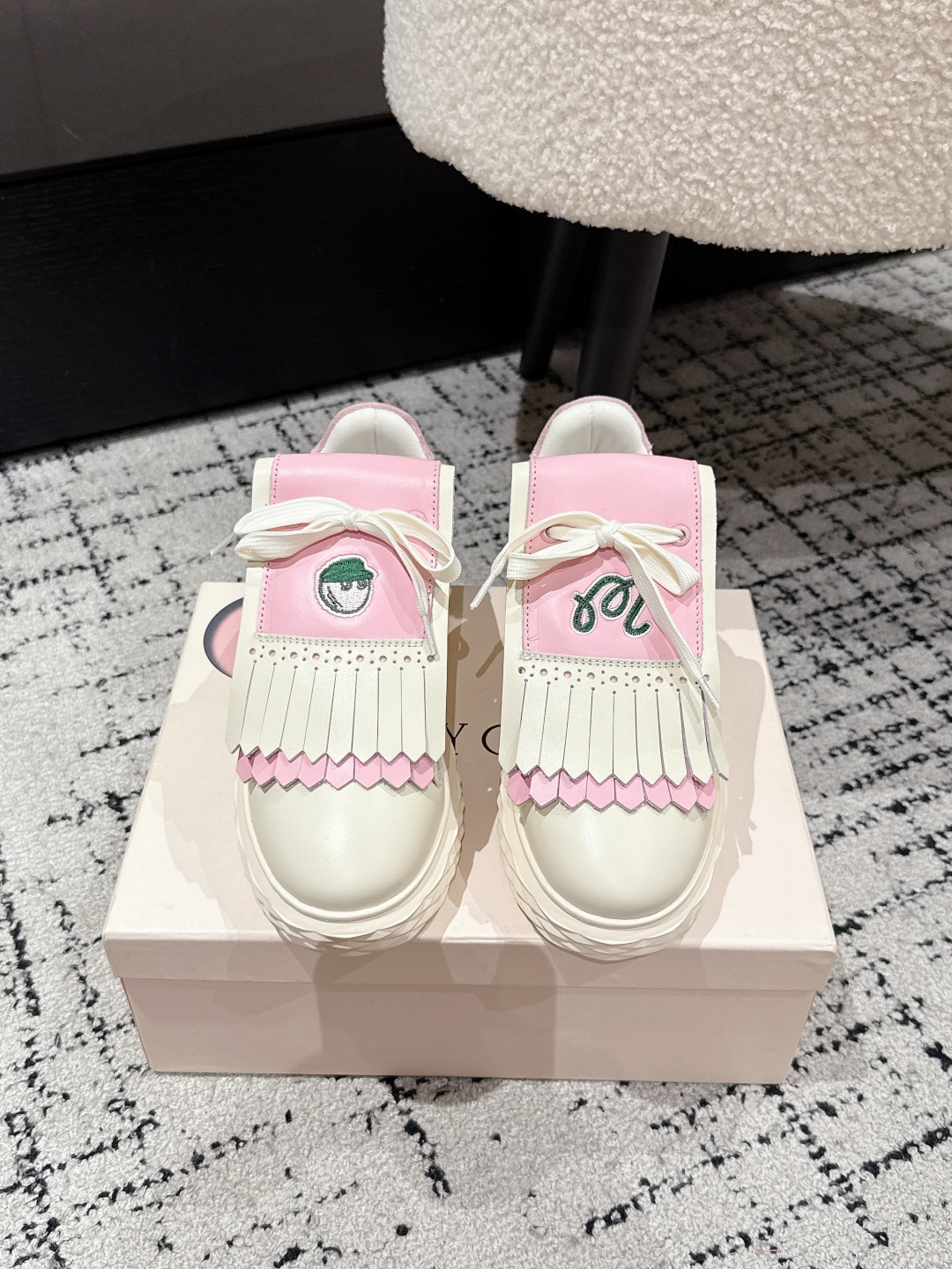 Jimmy Choo Fringe Platform Golf Sneakers Pink