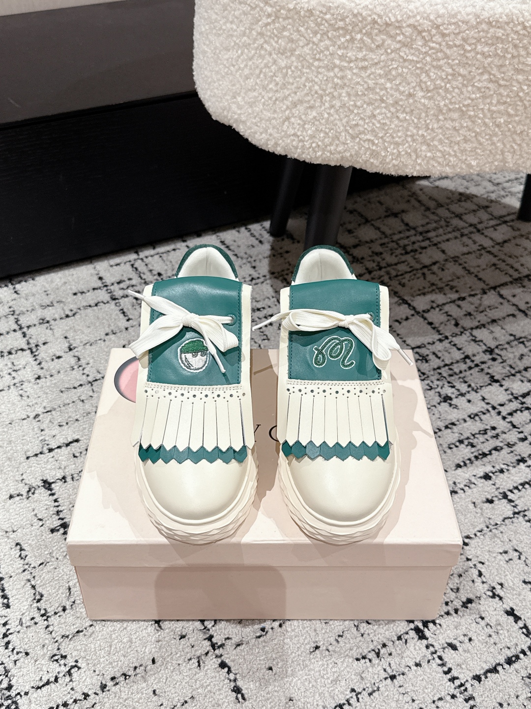 Jimmy Choo Fringe Platform Golf Sneakers Green