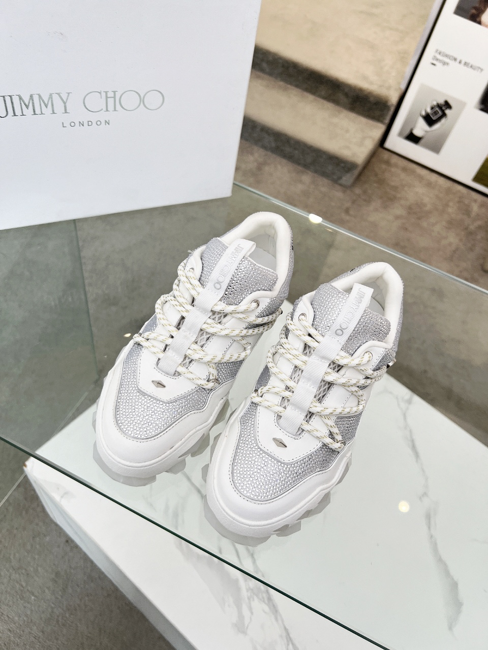 Jimmy Choo Diamond X II M Dad Sneakers Silver/White