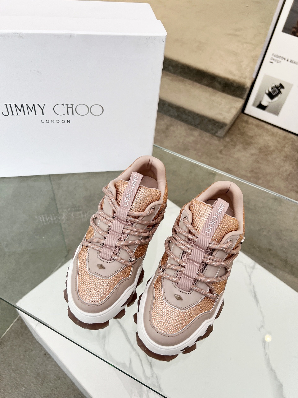 Jimmy Choo Diamond X II Dad Sneakers Pink