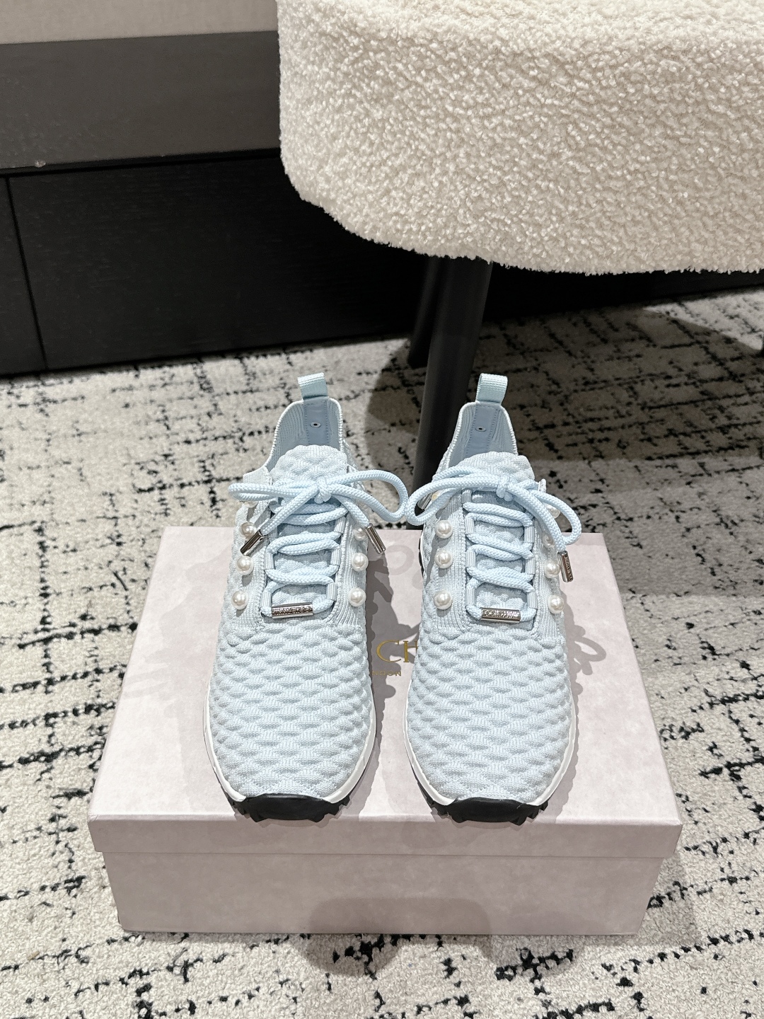 Jimmy Choo Knit Sock Sneakers Light Blue
