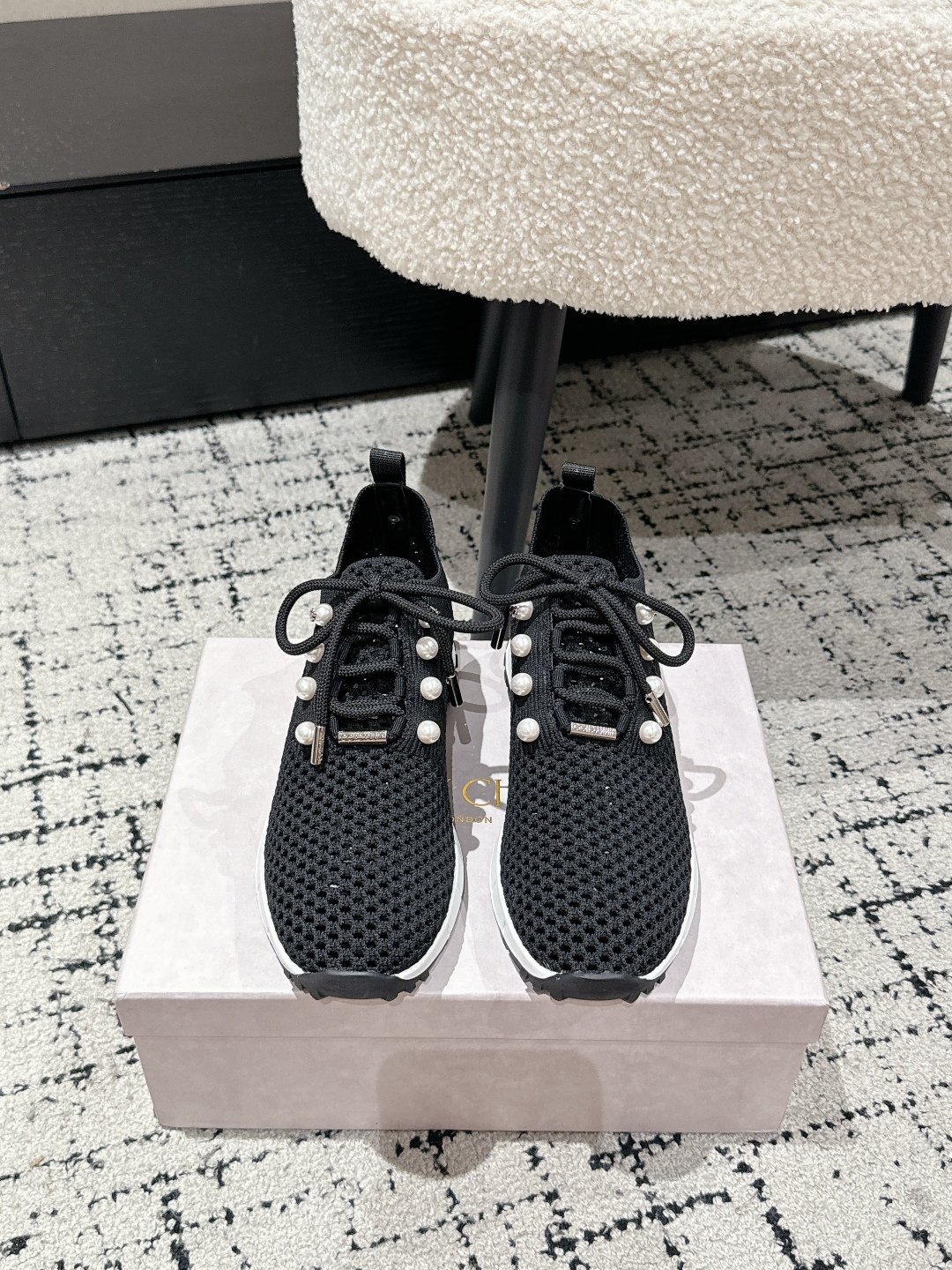 Jimmy Choo Pearl Knit Sock Sneakers Black