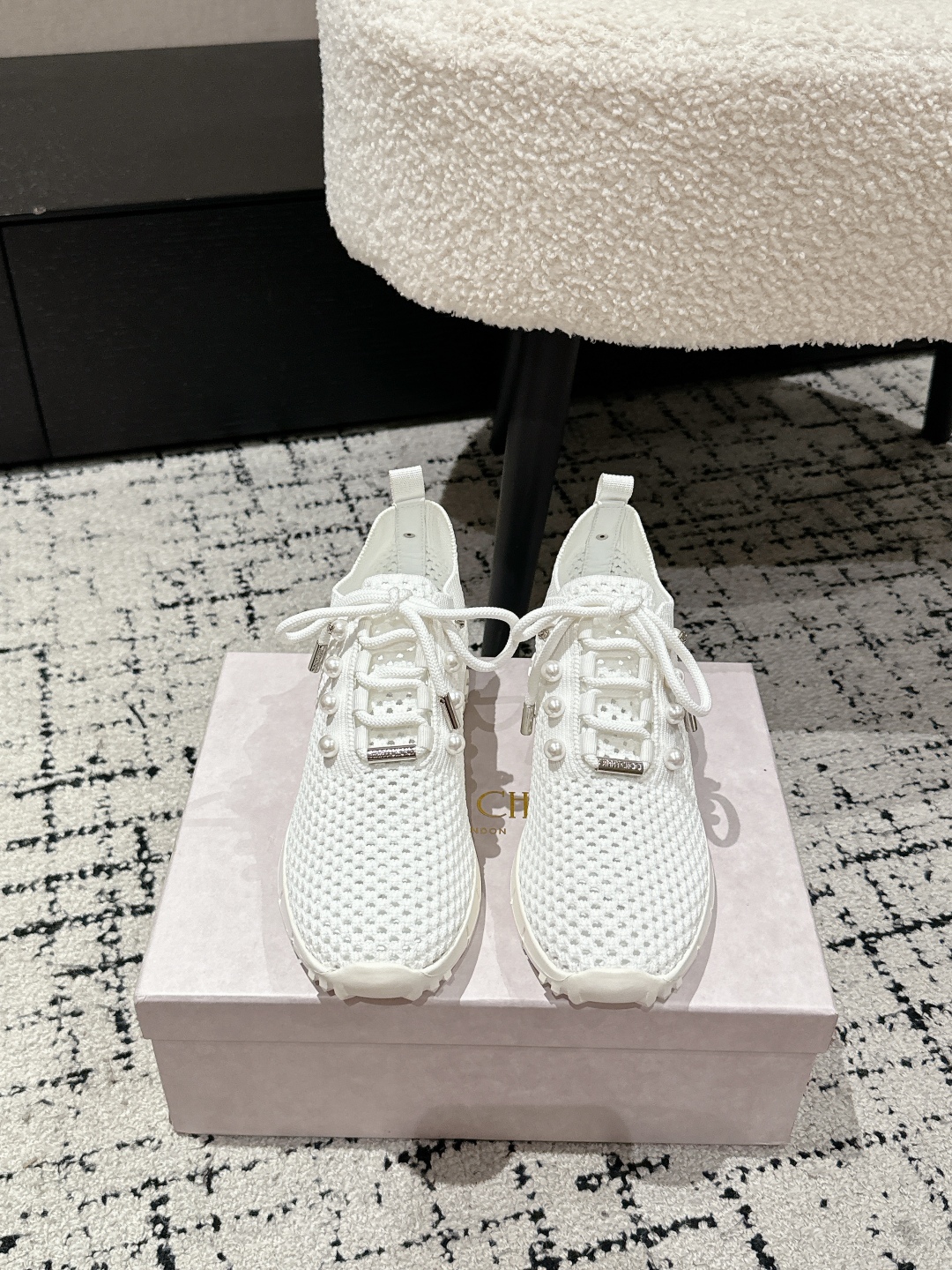 Jimmy Choo Pearl Knit Sock Sneakers White