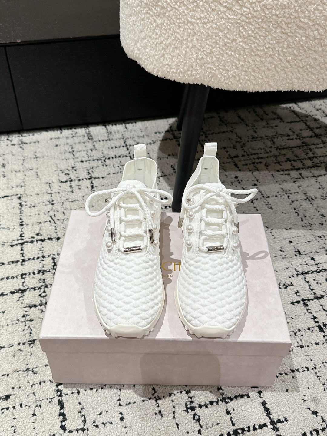 Jimmy Choo Knit Sock Sneakers White