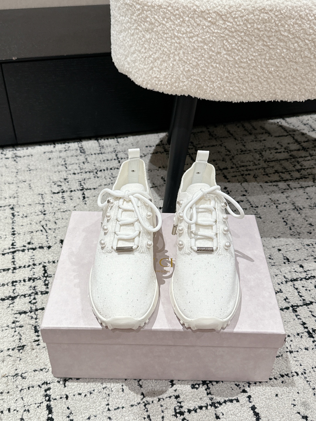 Jimmy Choo Pearl Knit Sock Sneakers White