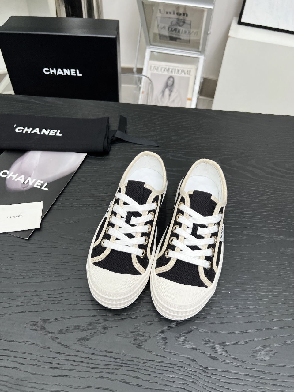 Chanel Vintage Canvas Sneakers Black