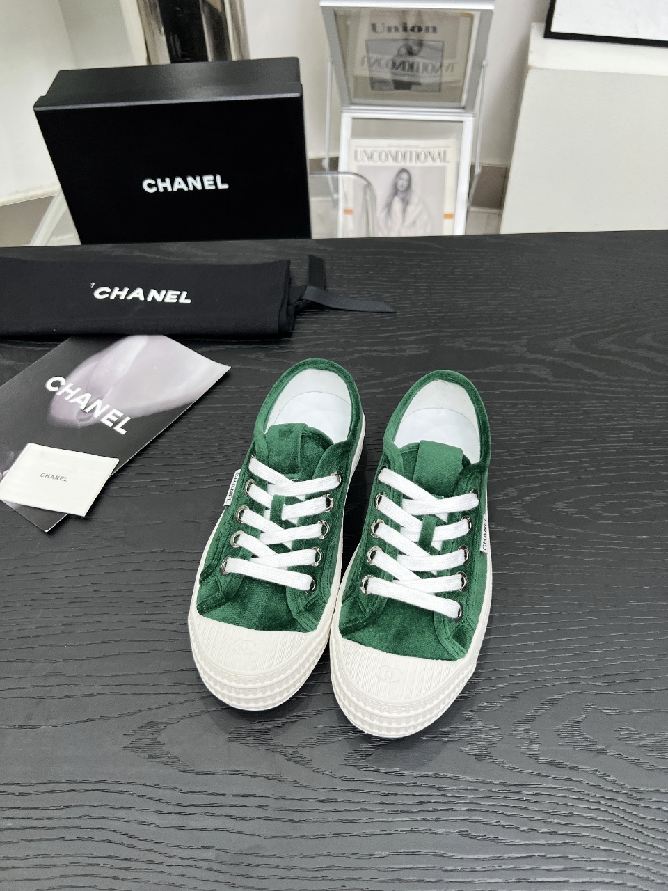 Chanel Vintage Suede Sneakers Green