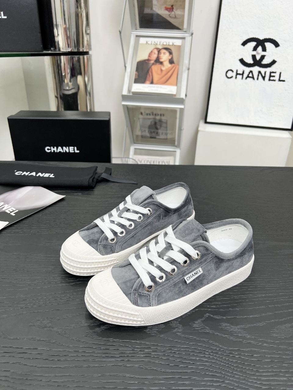 Chanel Vintage Low-Top Sneakers Gray