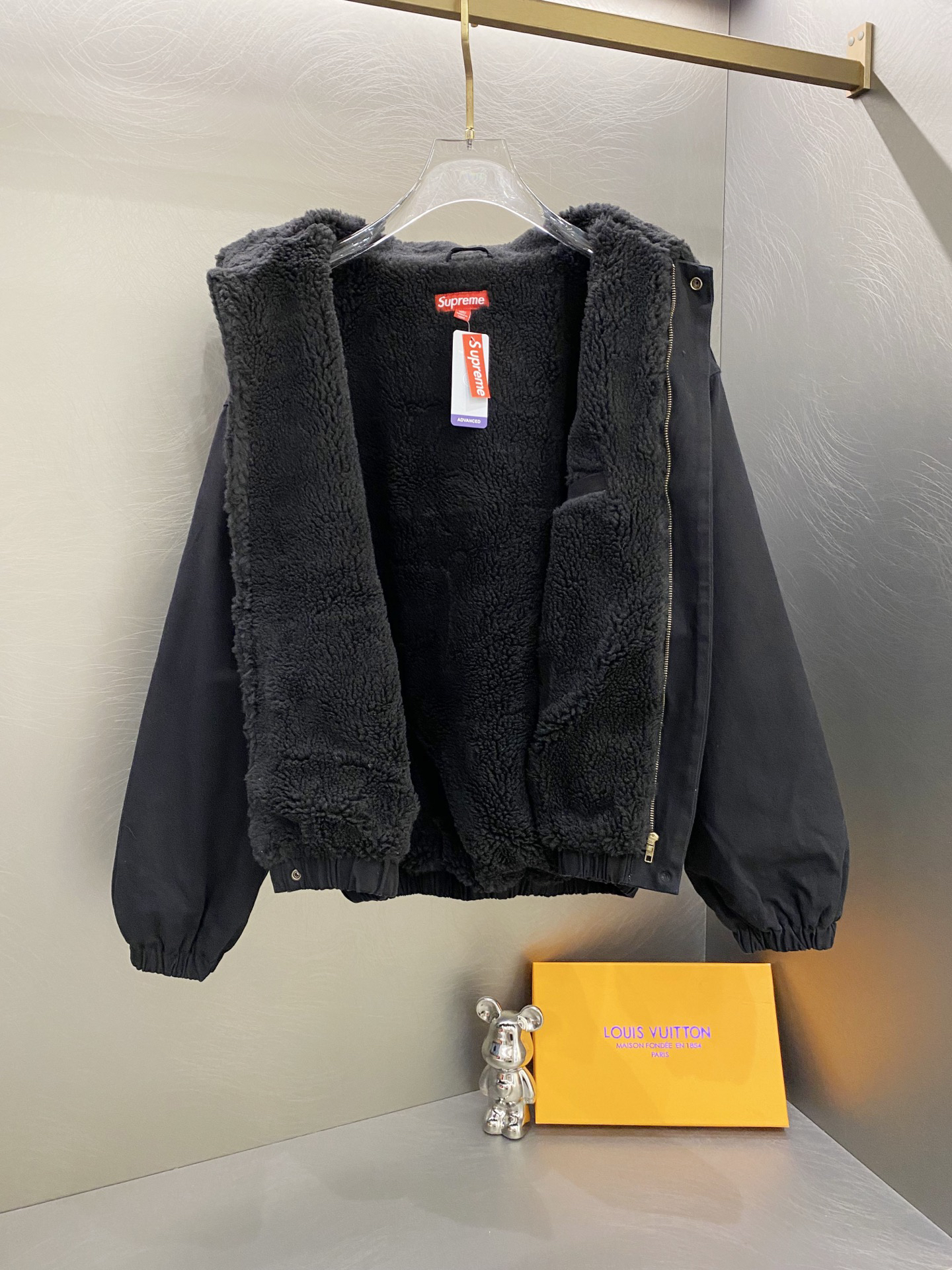 Supreme Faux Shearling Bomber Jacket Black