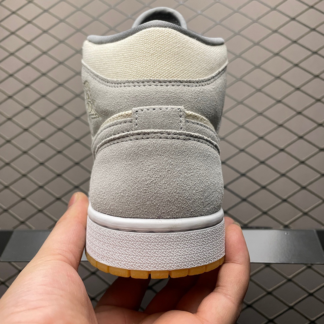 Jordan 1 Mid Canvas Suede Sneakers Grey