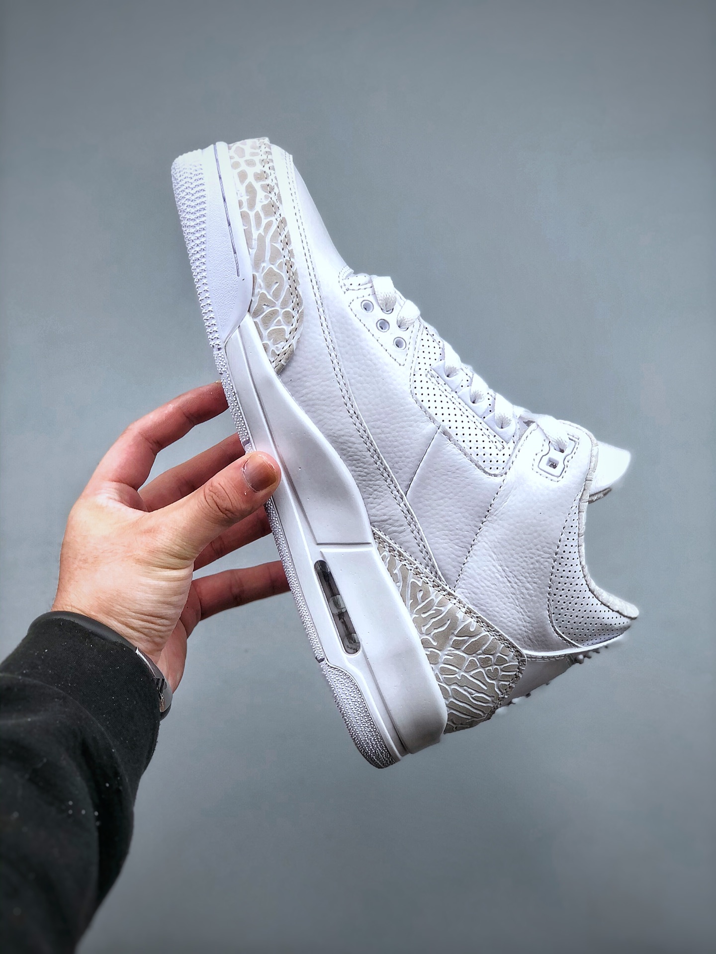Jordan 3 Retro Pure White Leather Sneakers White