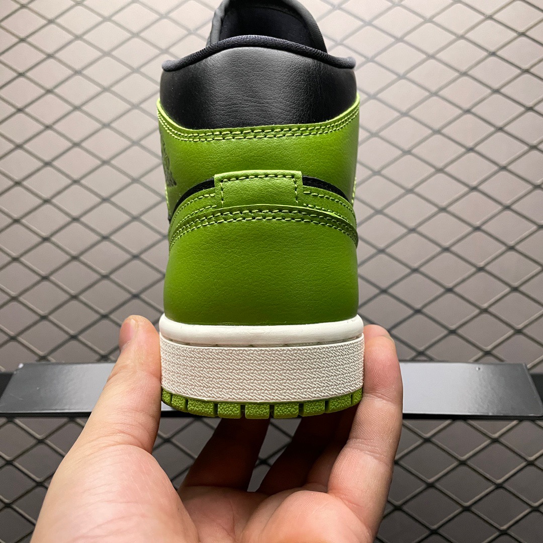 Jordan 1 Mid Leather Sneakers Lime Green/Black