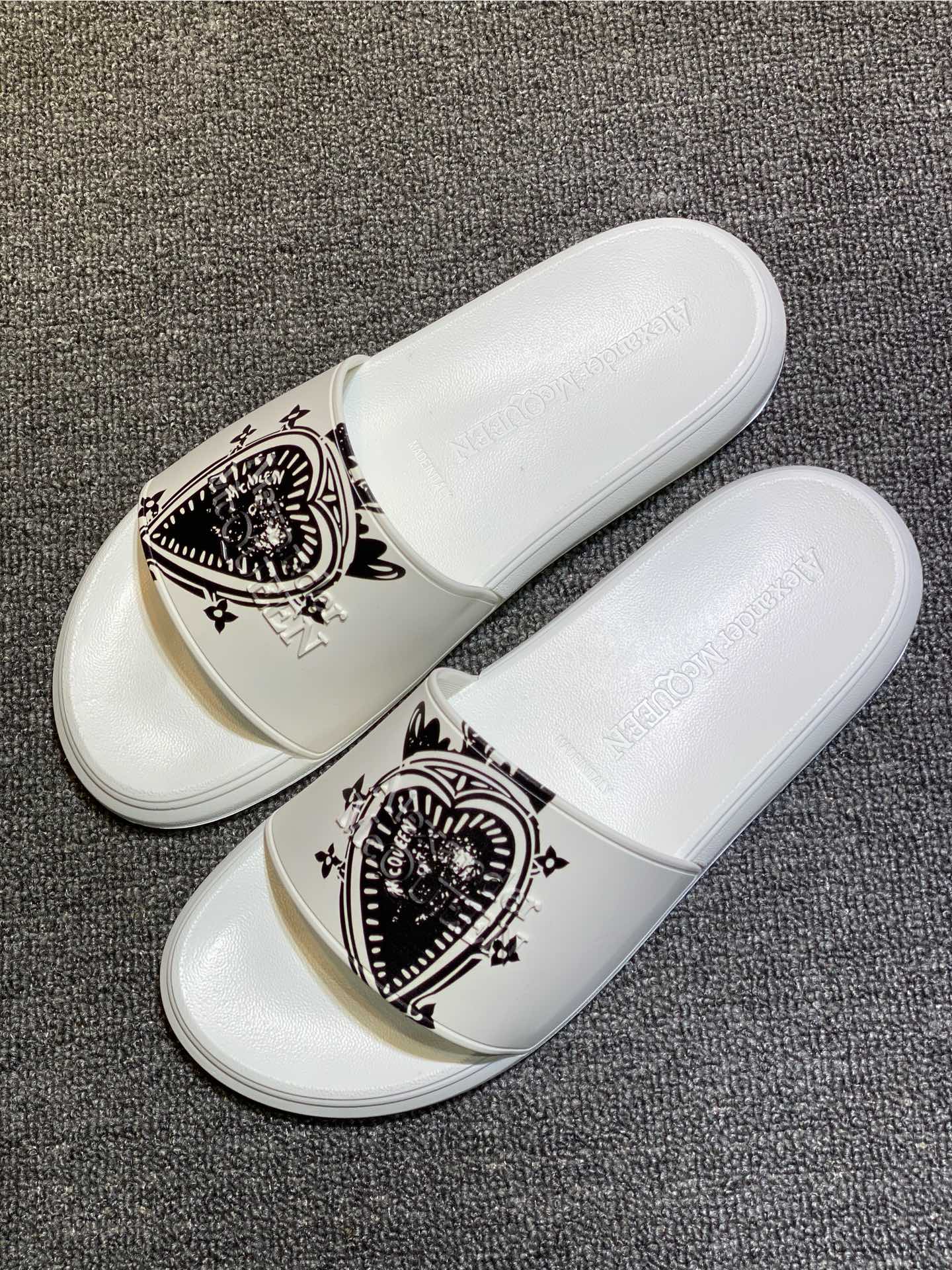 Alexander McQueen Graphic Slide Sandals White