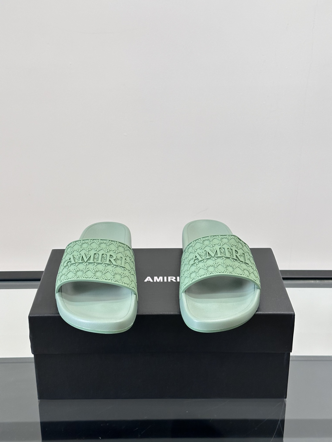 Amiri Logo Slide Sandals Mint Green